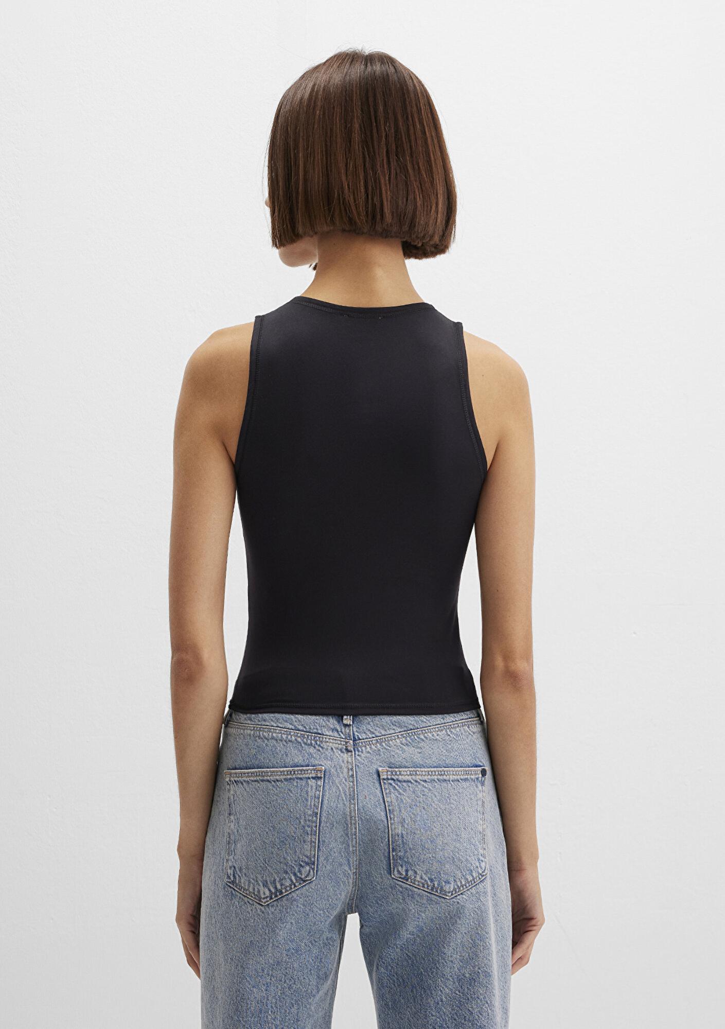 Mavi Halter Yaka Siyah Poliamid Atlet Fitted / Vücuda Oturan Kesim 1613499-900