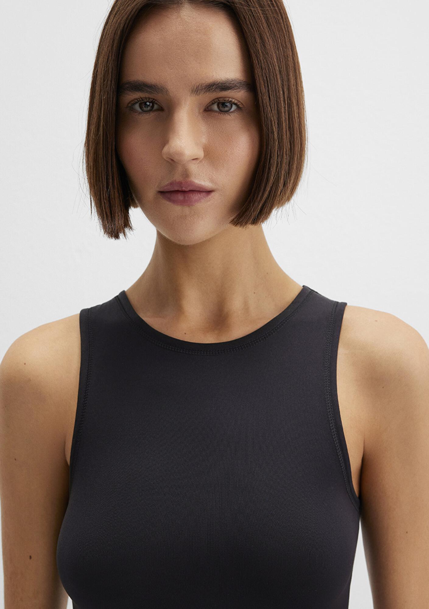 Mavi Halter Yaka Siyah Poliamid Atlet Fitted / Vücuda Oturan Kesim 1613499-900