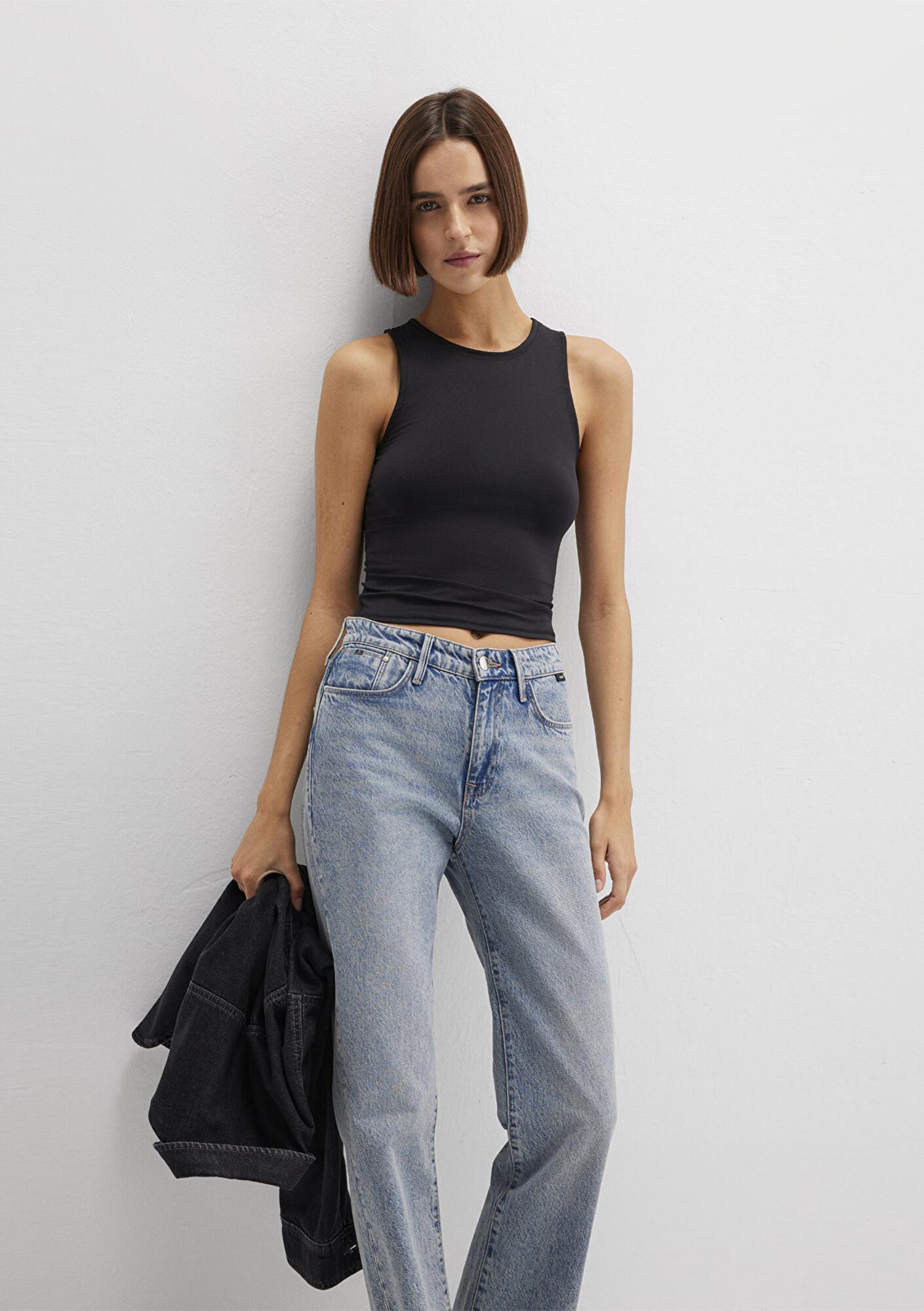 Mavi Halter Yaka Siyah Poliamid Atlet Fitted / Vücuda Oturan Kesim 1613499-900