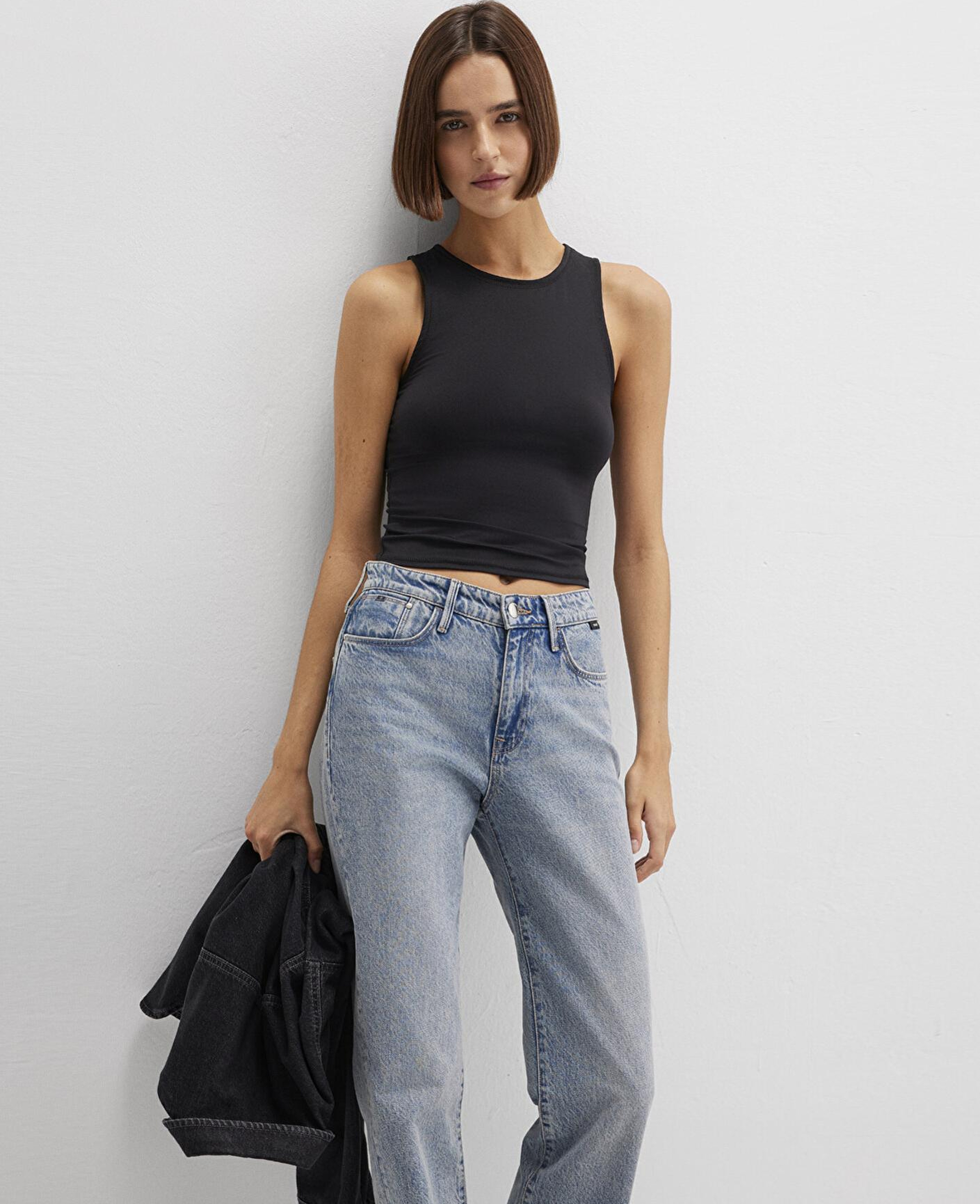 Mavi Halter Yaka Siyah Poliamid Atlet Fitted / Vücuda Oturan Kesim 1613499-900