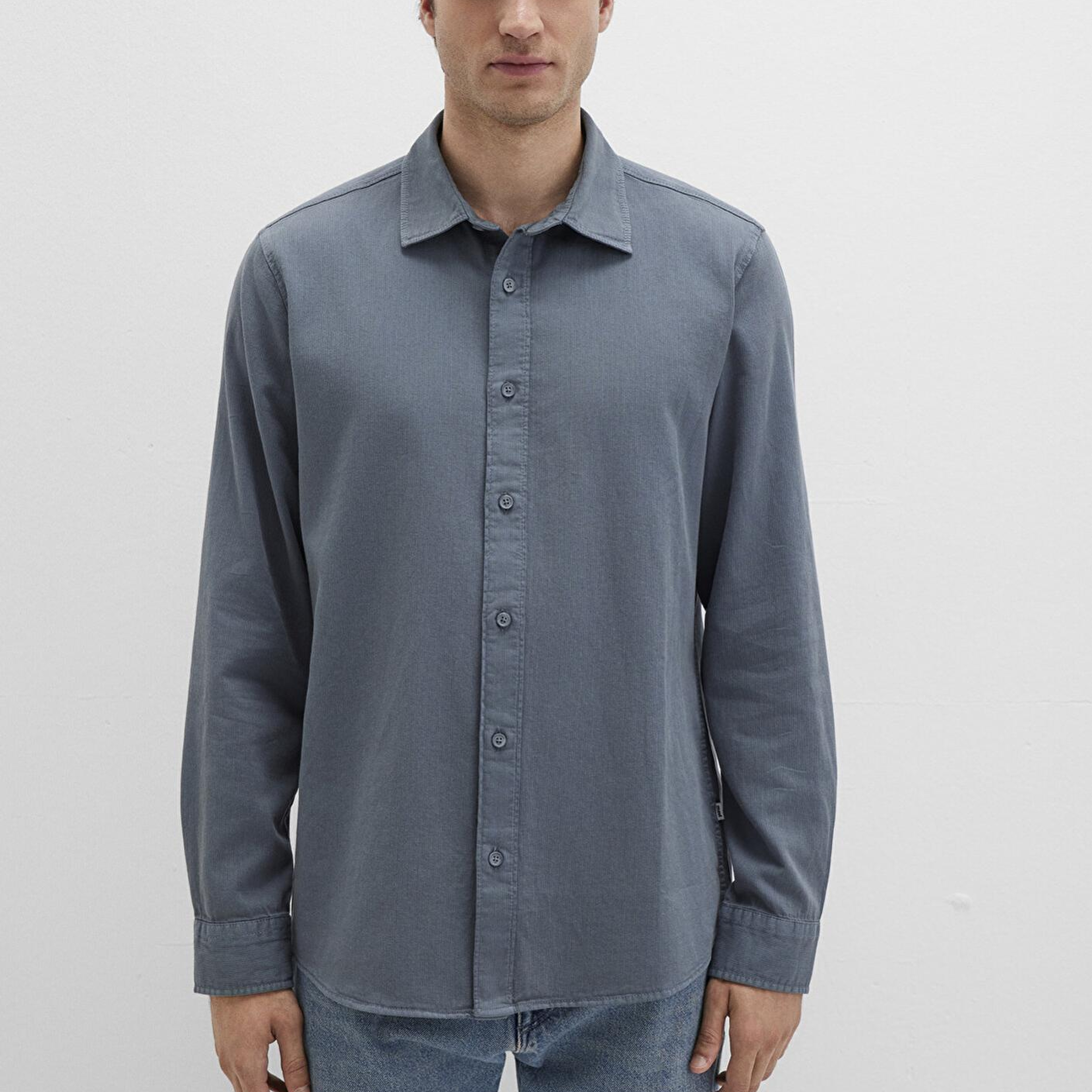 Mavi Keten Karışımlı Gri Gömlek Regular Fit / Normal Kesim 0211641-80889