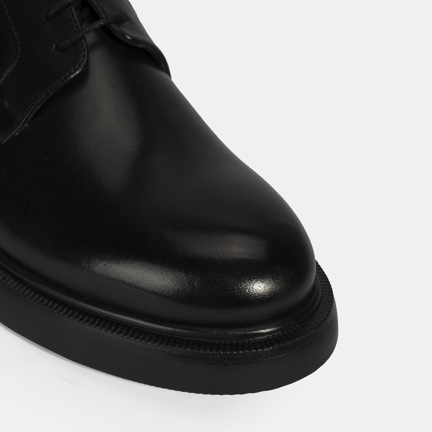 Erkek Siyah Bağcıklı Klasik Deri Ayakkabı