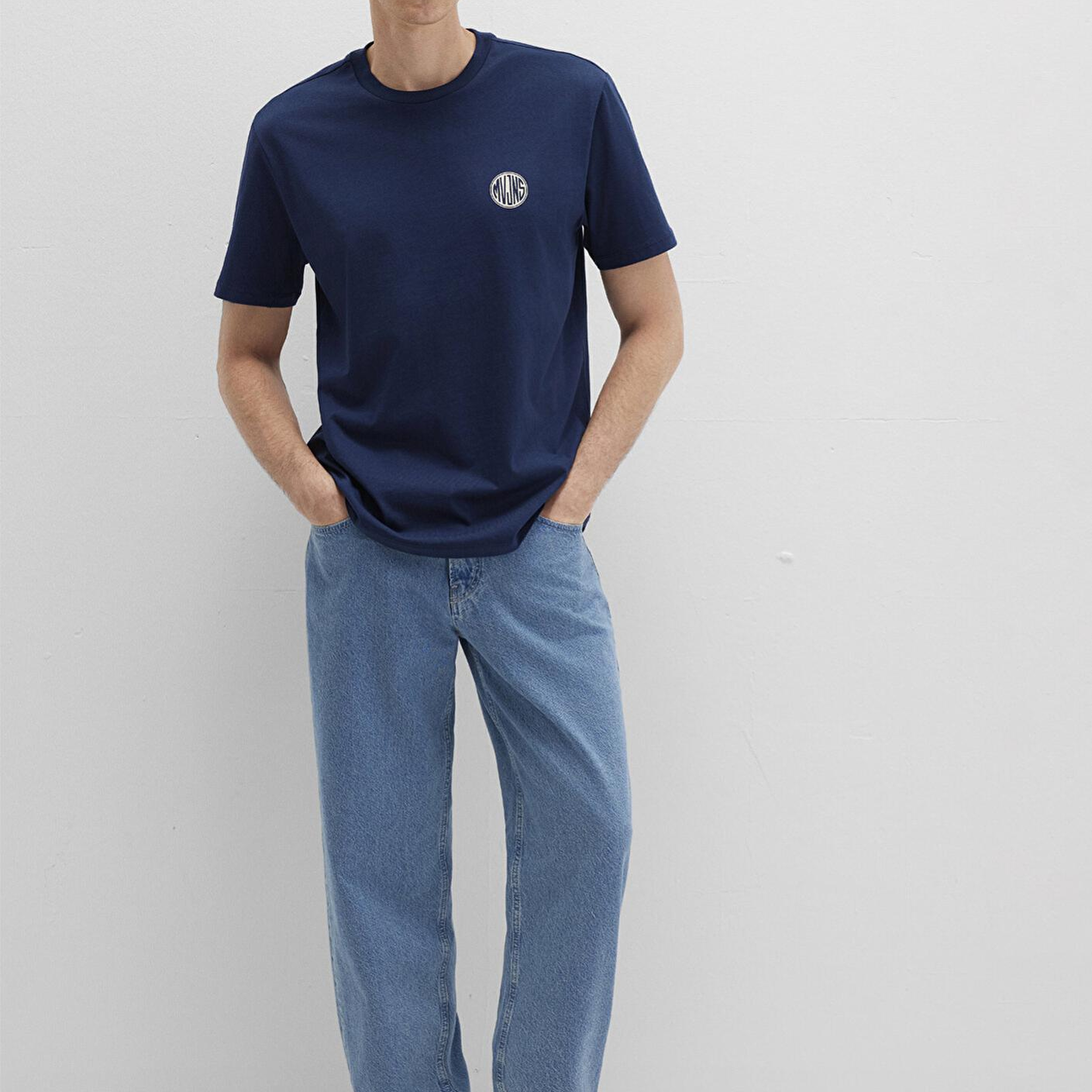 Mavi Mavi Logo Baskılı Lacivert Tişört Loose Fit / Bol Rahat Kesim 0613014-70497