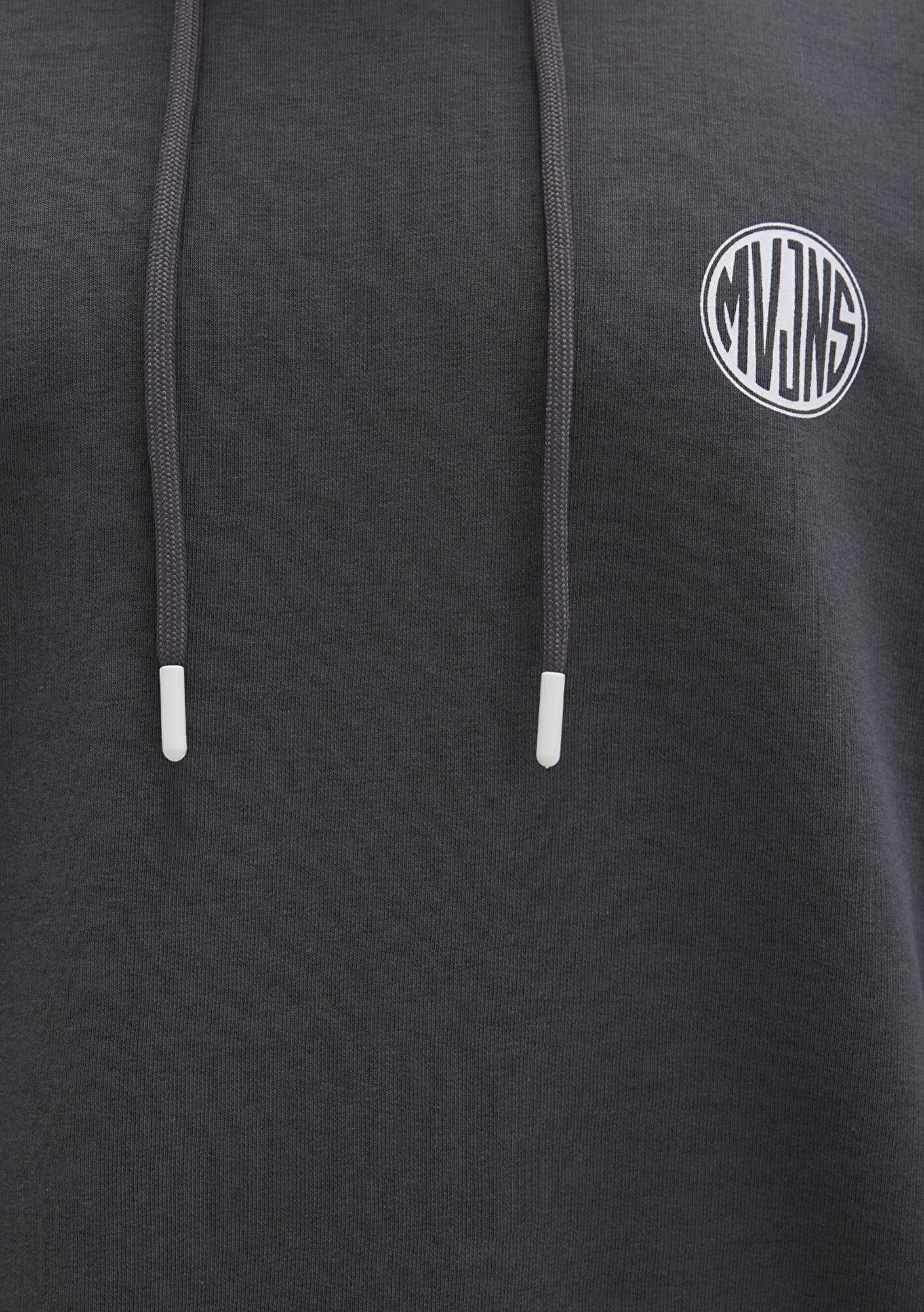 Mavi MVJNS Logo Baskılı Kapüşonlu Antrasit Sweatshirt 0611786-80106