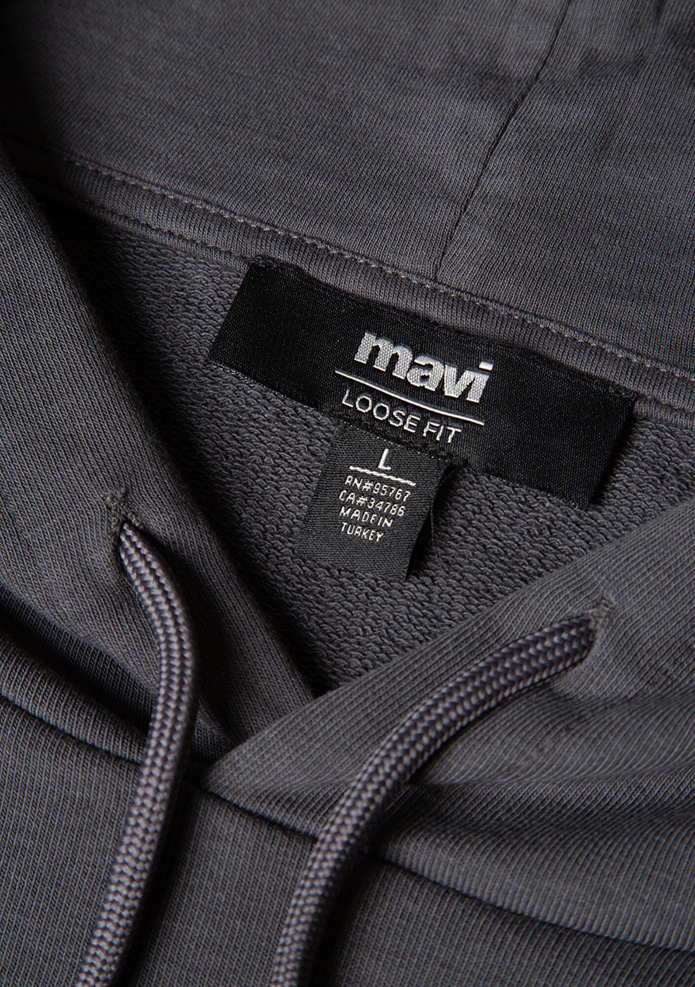 Mavi MVJNS Logo Baskılı Kapüşonlu Antrasit Sweatshirt 0611786-80106