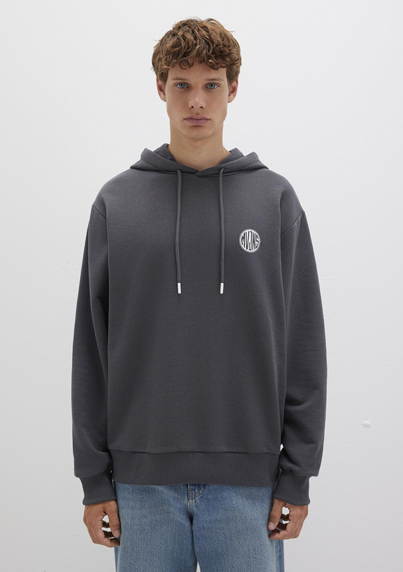 Mavi MVJNS Logo Baskılı Kapüşonlu Antrasit Sweatshirt 0611786-80106