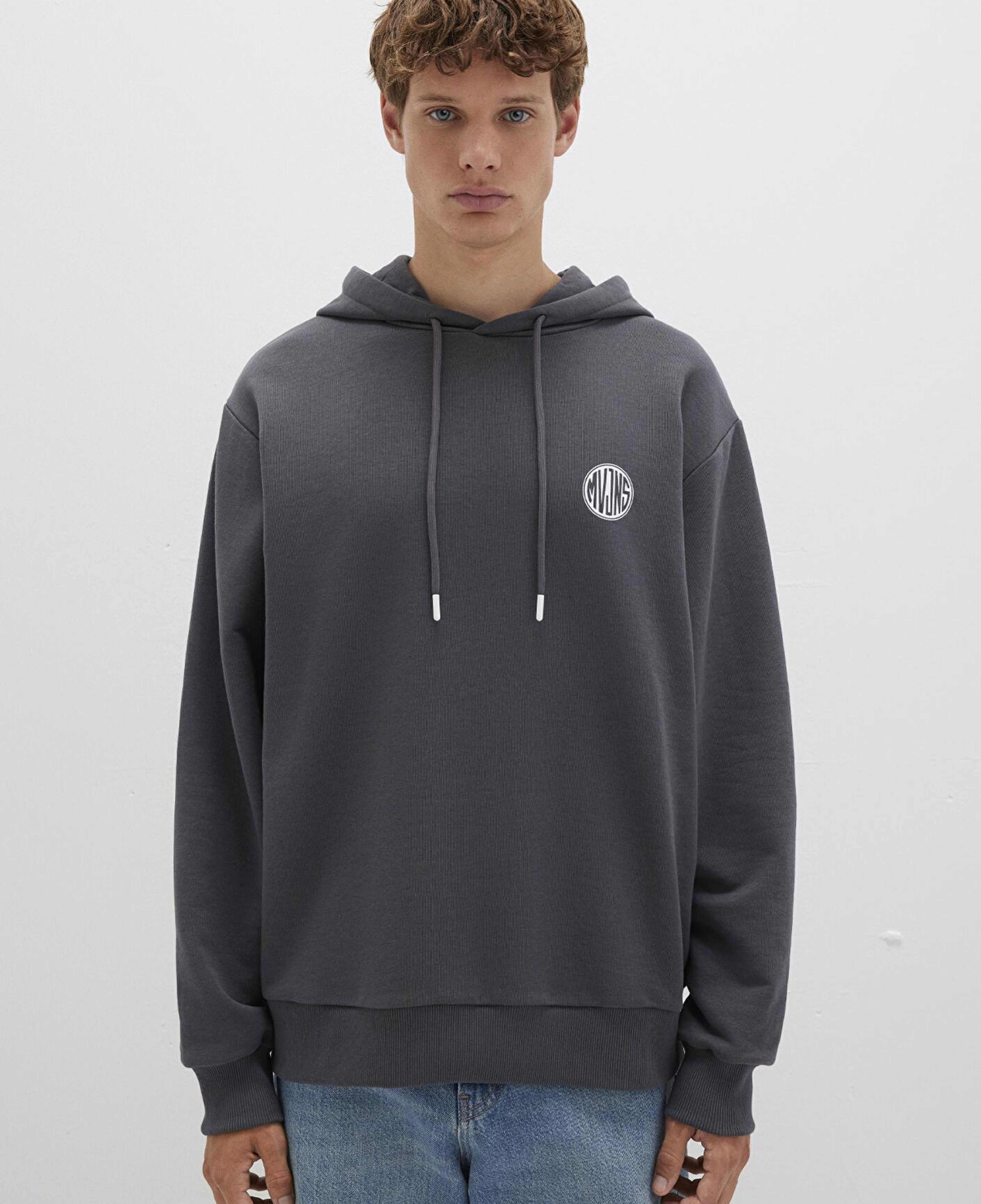 Mavi MVJNS Logo Baskılı Kapüşonlu Antrasit Sweatshirt 0611786-80106