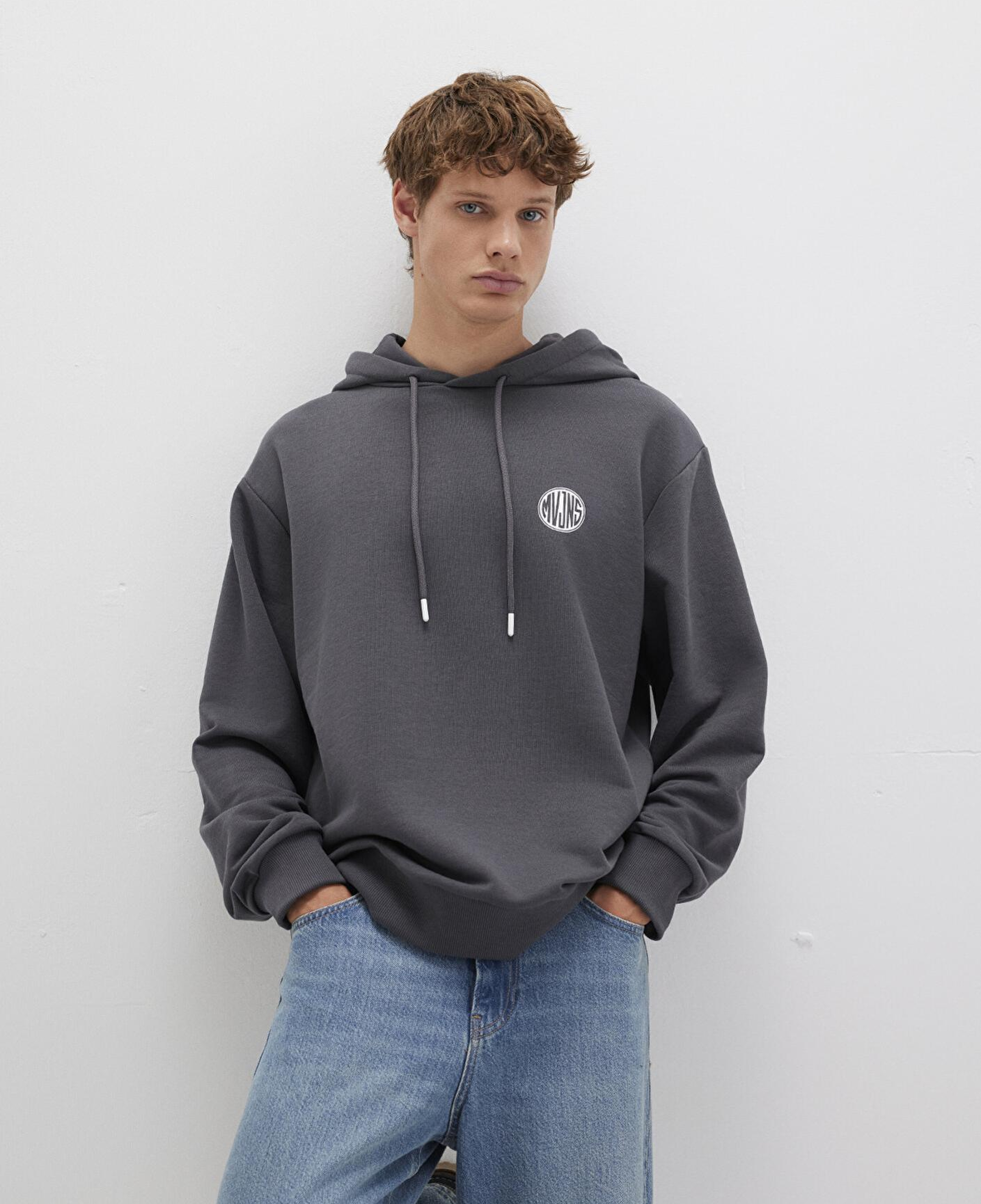 Mavi MVJNS Logo Baskılı Kapüşonlu Antrasit Sweatshirt 0611786-80106