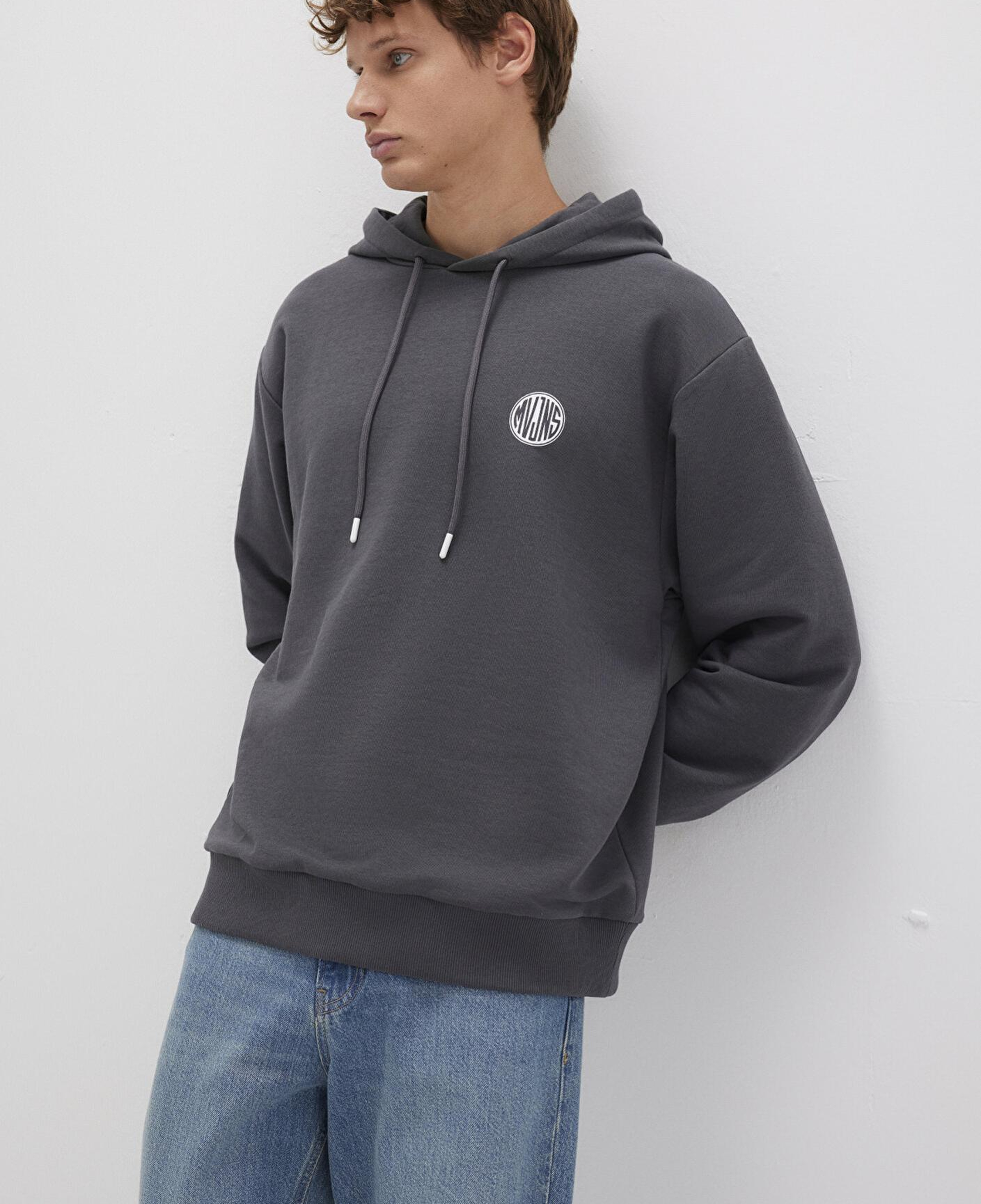 Mavi MVJNS Logo Baskılı Kapüşonlu Antrasit Sweatshirt 0611786-80106