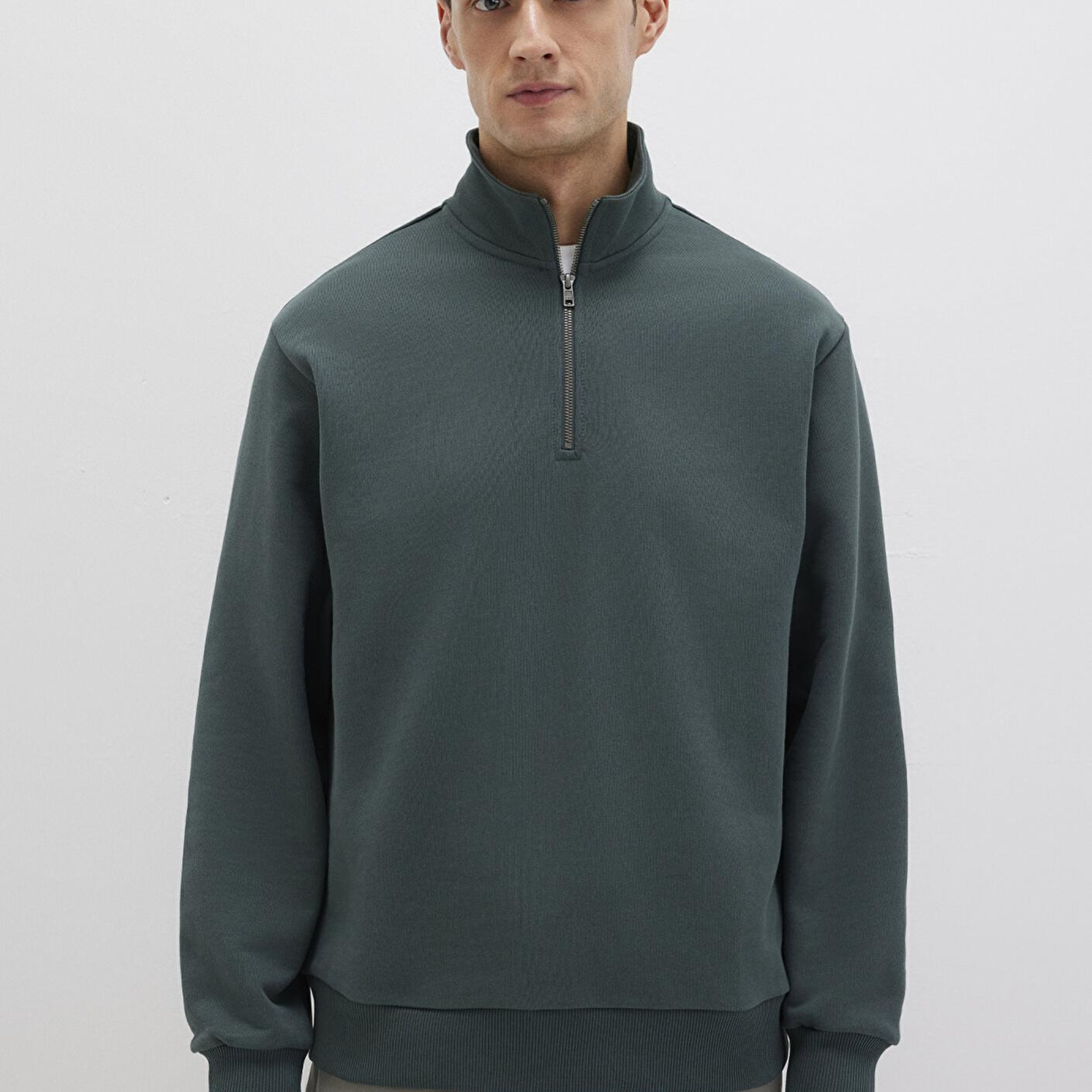 Mavi Yarı Fermuarlı Yeşil Basic Sweatshirt 0S10419-71598