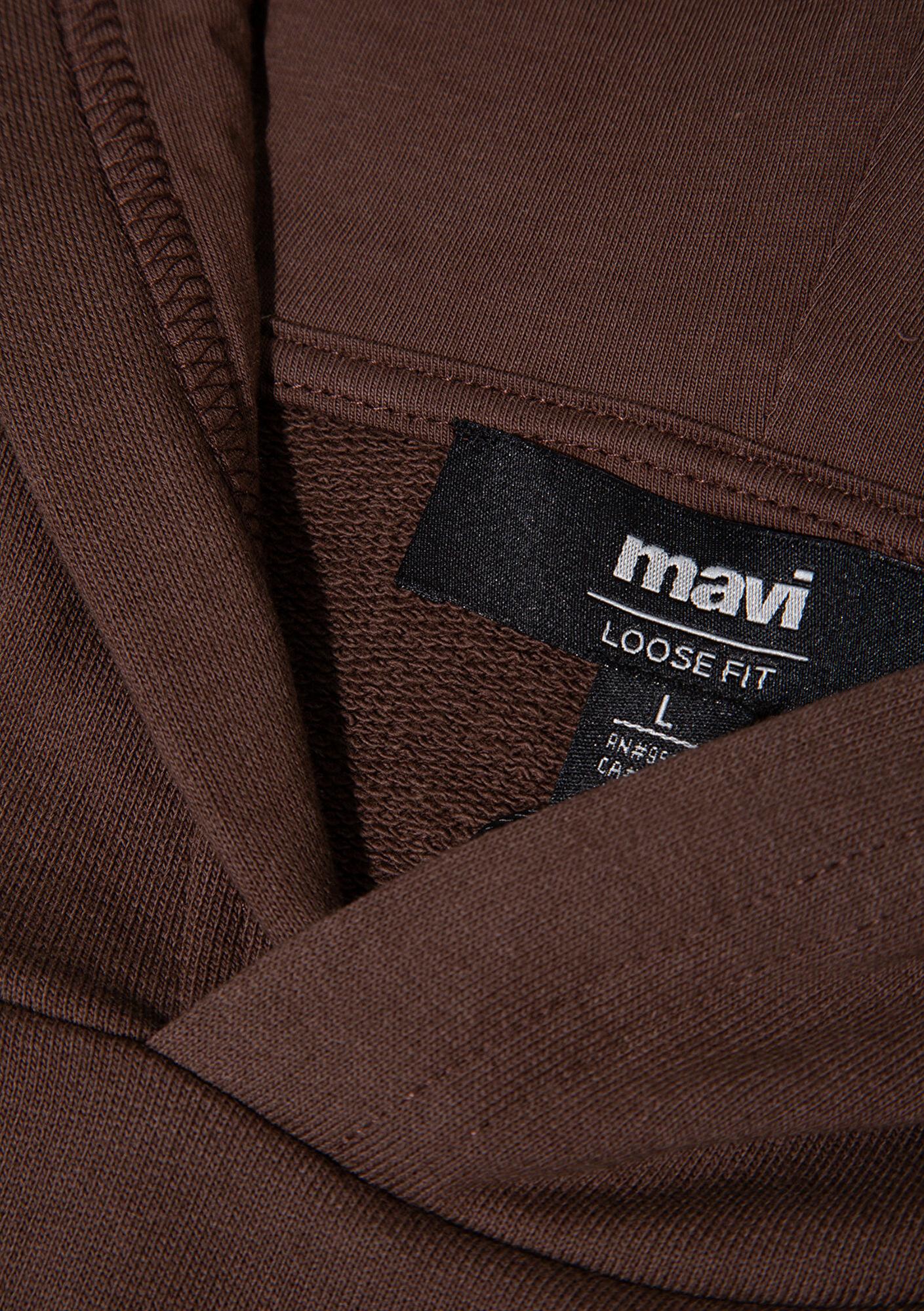 Mavi MVJNS Baskılı Kapüşonlu Kahverengi Sweatshirt 0S10346-88067