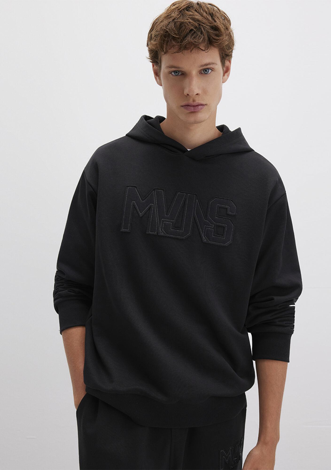 Mavi MVJNS Baskılı Kapüşonlu Siyah Sweatshirt 0S10346-900
