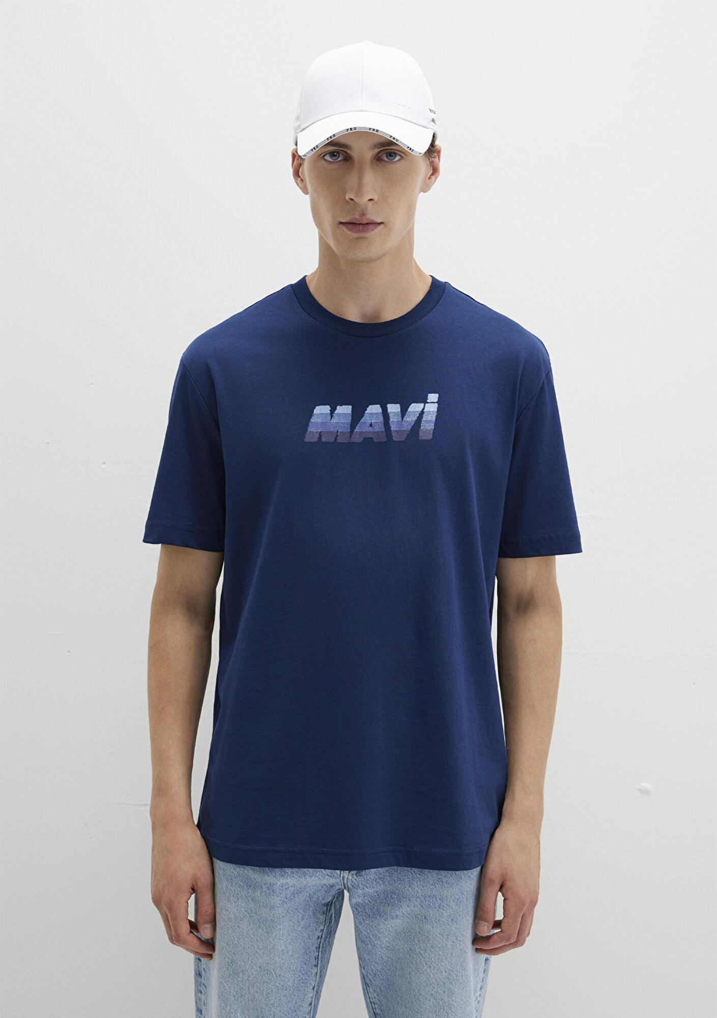 Mavi Mavi Logo Baskılı Lacivert Tişört Loose Fit / Bol Rahat Kesim 0612904-89353
