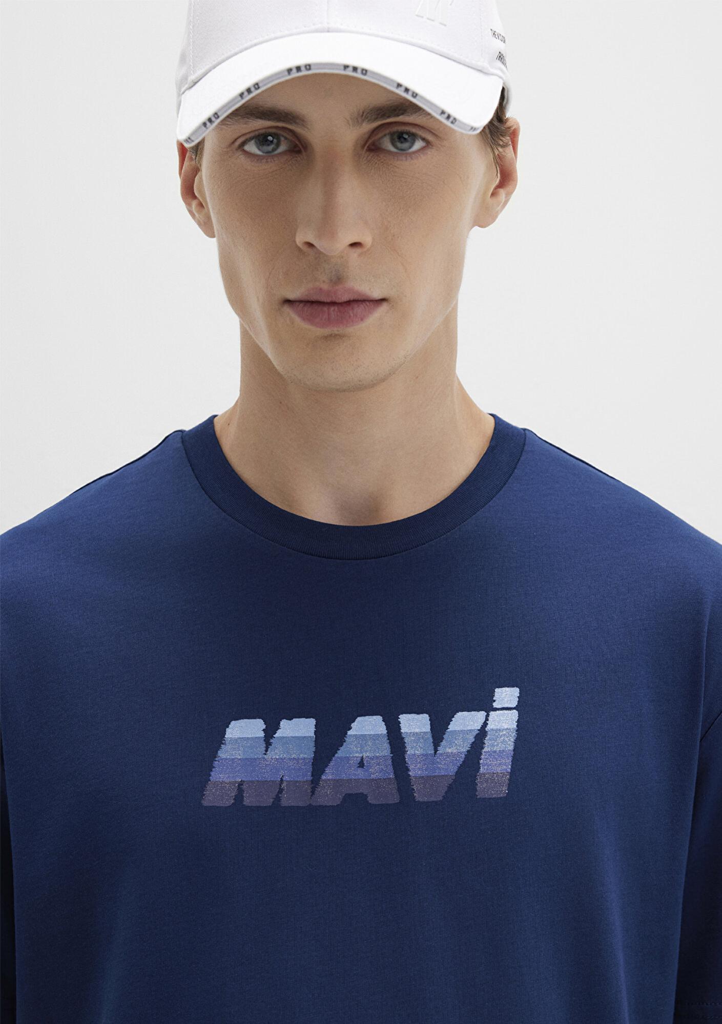 Mavi Mavi Logo Baskılı Lacivert Tişört Loose Fit / Bol Rahat Kesim 0612904-89353