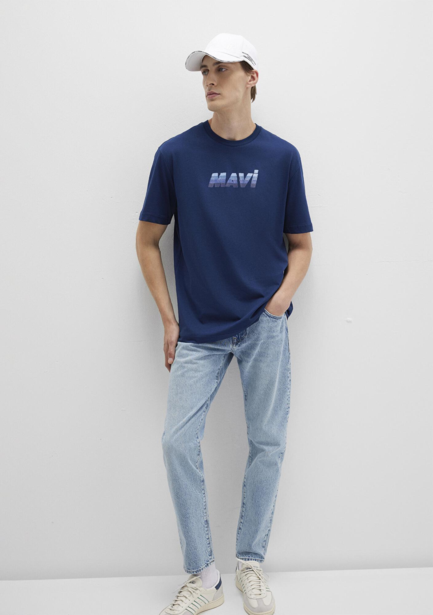 Mavi Mavi Logo Baskılı Lacivert Tişört Loose Fit / Bol Rahat Kesim 0612904-89353