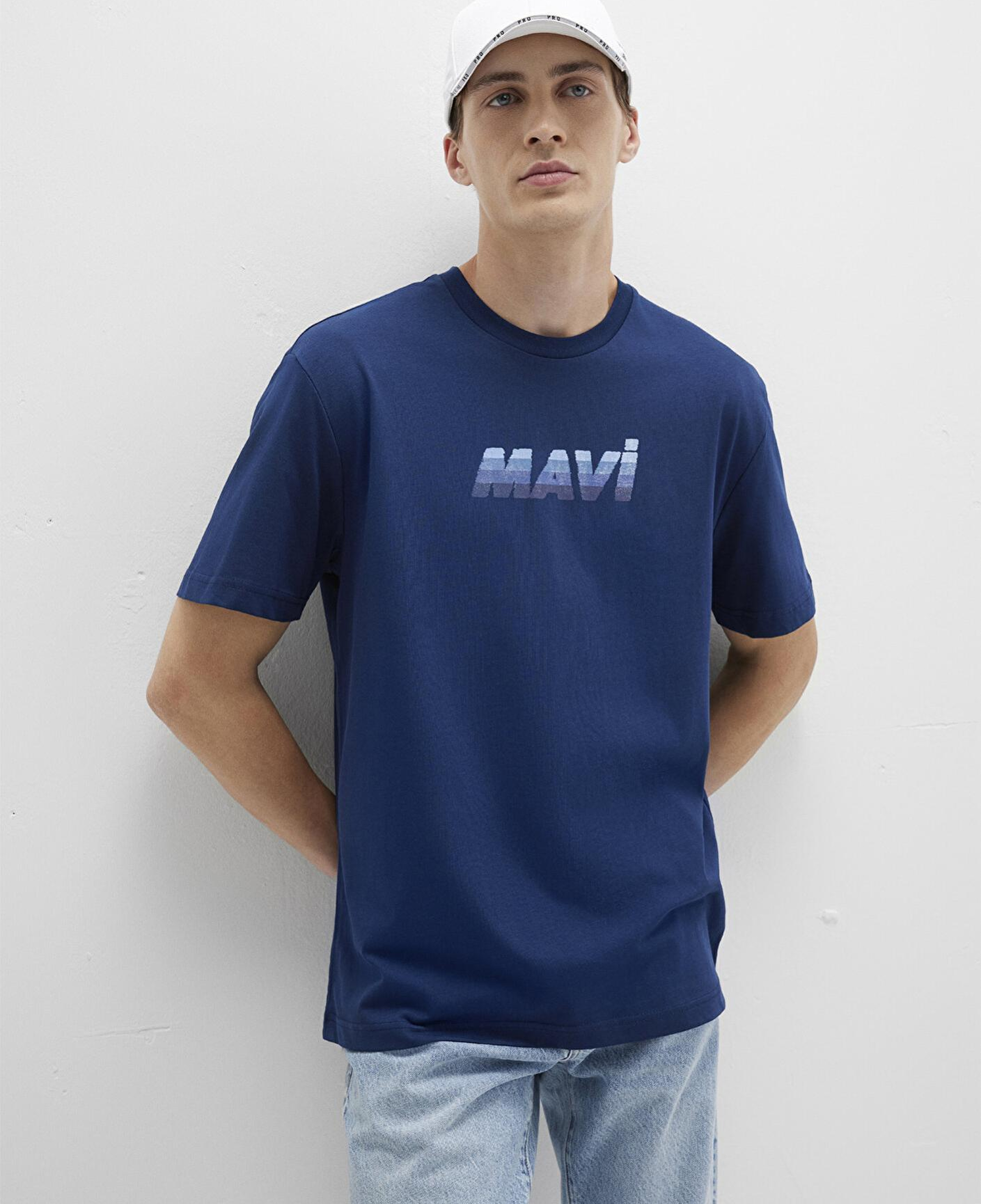 Mavi Mavi Logo Baskılı Lacivert Tişört Loose Fit / Bol Rahat Kesim 0612904-89353
