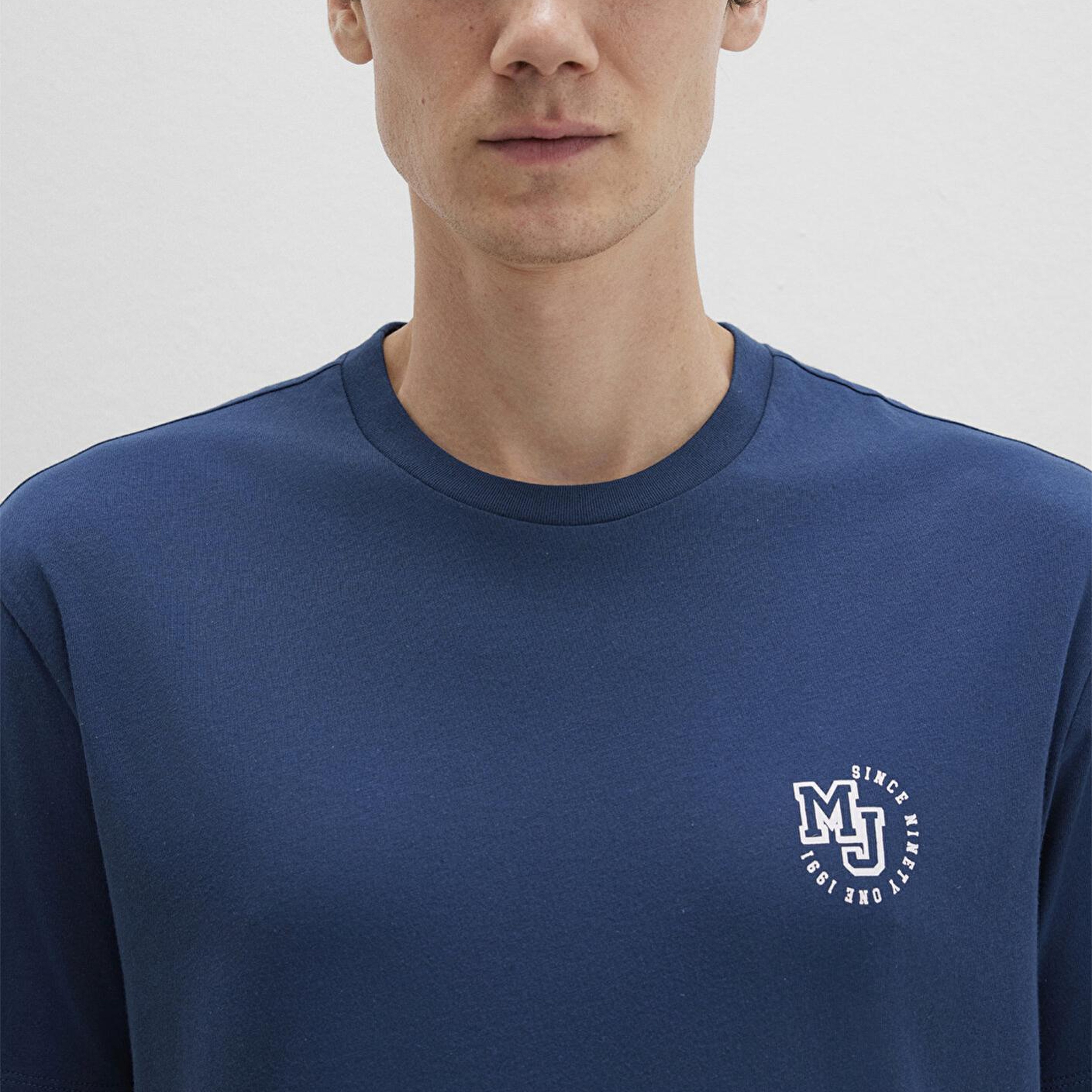 Mavi MJ Logo Baskılı Mavi Tişört Loose Fit / Bol Rahat Kesim 0612839-89287