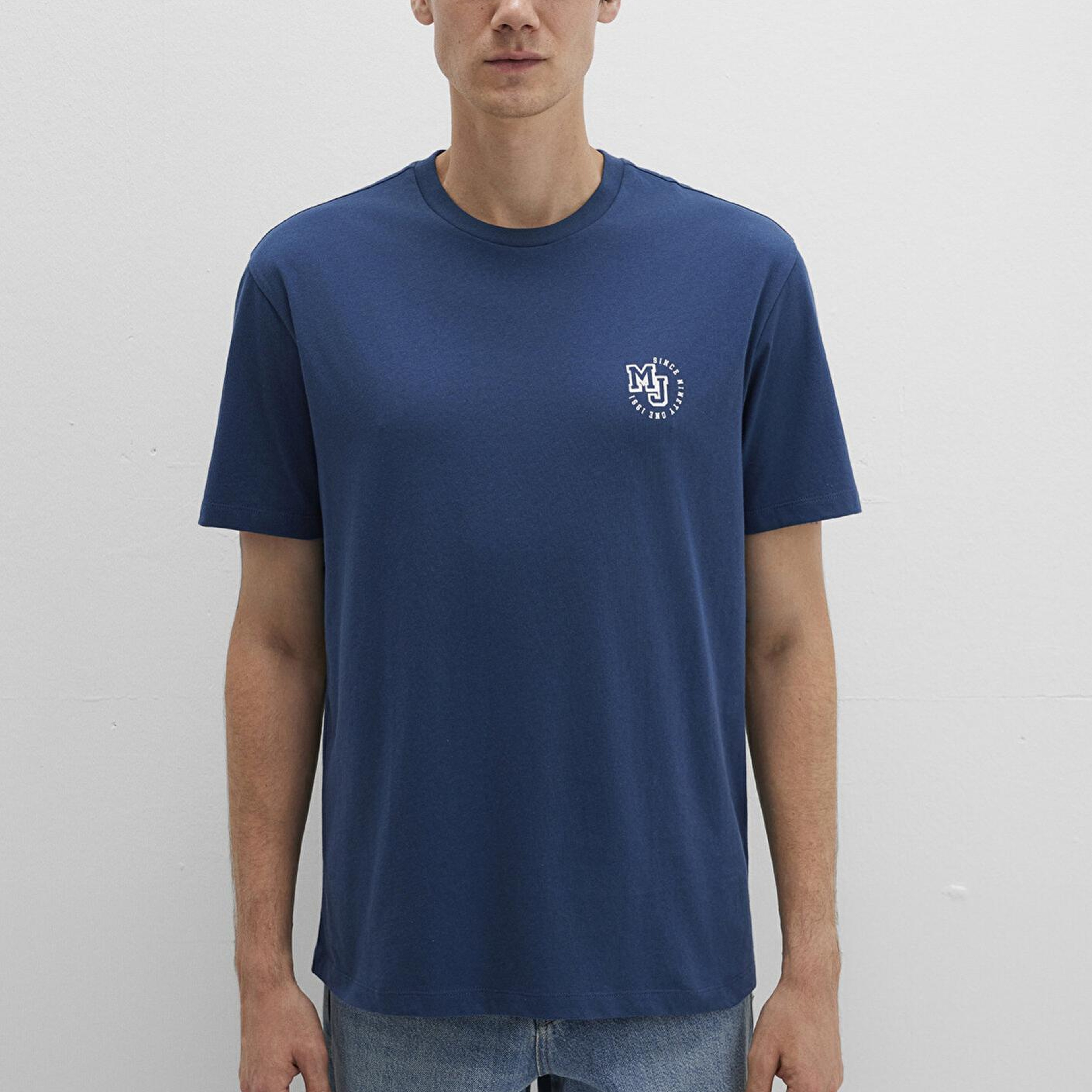 Mavi MJ Logo Baskılı Mavi Tişört Loose Fit / Bol Rahat Kesim 0612839-89287