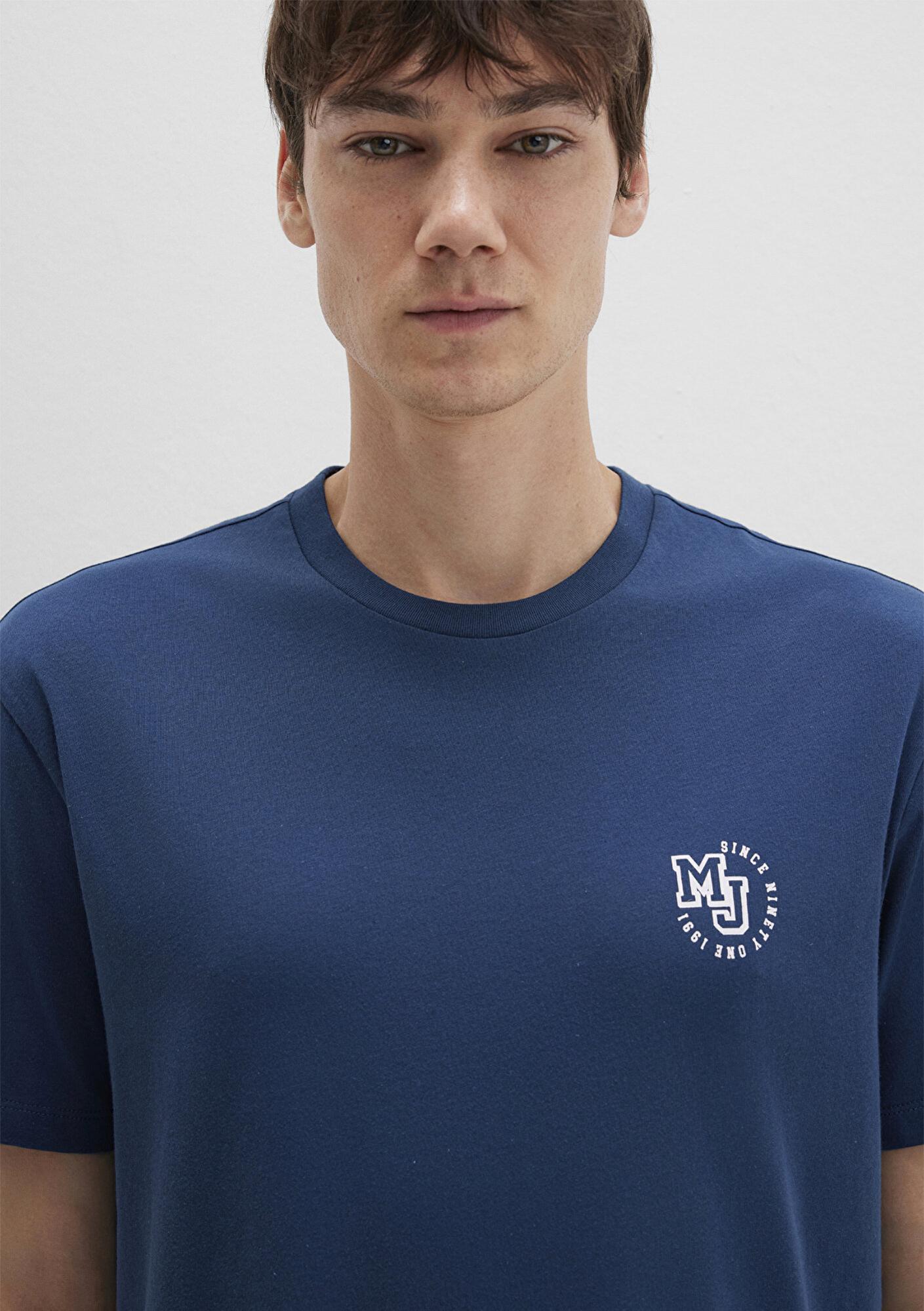 Mavi MJ Logo Baskılı Mavi Tişört Loose Fit / Bol Rahat Kesim 0612839-89287