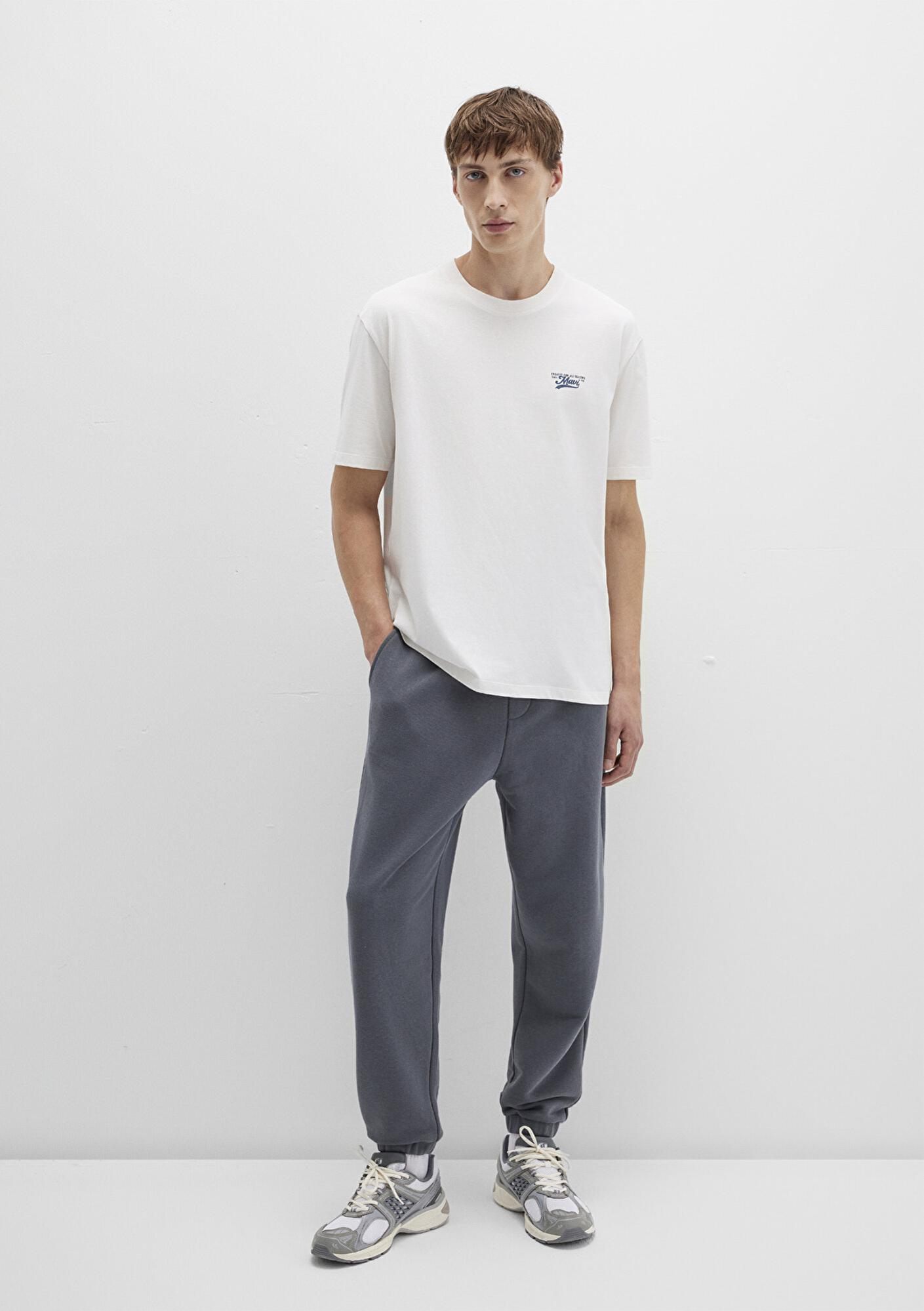 Mavi Mavi Baskılı Ekru Tişört Loose Fit / Bol Rahat Kesim 0612840-70057