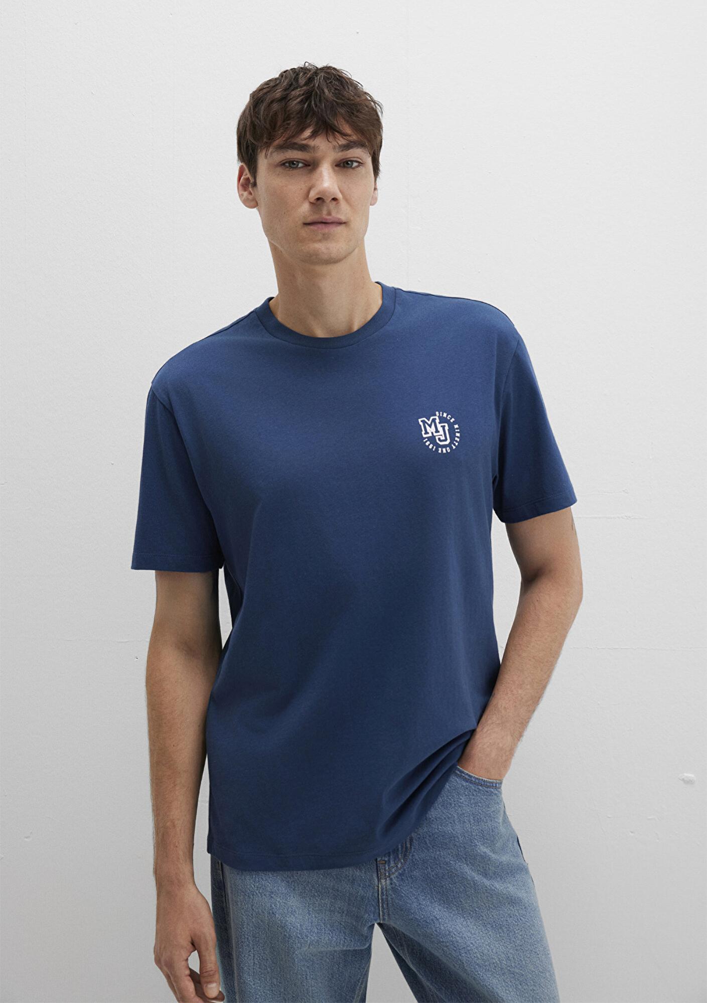 Mavi MJ Logo Baskılı Mavi Tişört Loose Fit / Bol Rahat Kesim 0612839-89287