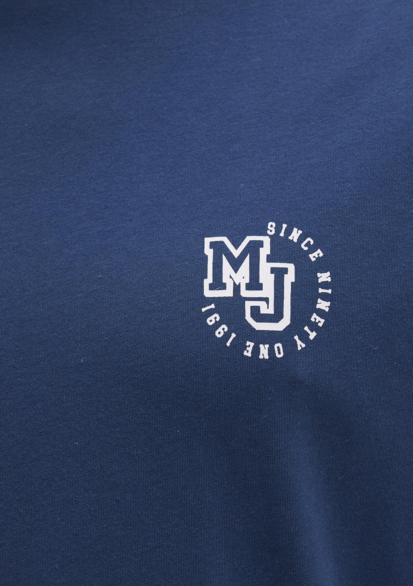 Mavi MJ Logo Baskılı Mavi Tişört Loose Fit / Bol Rahat Kesim 0612839-89287