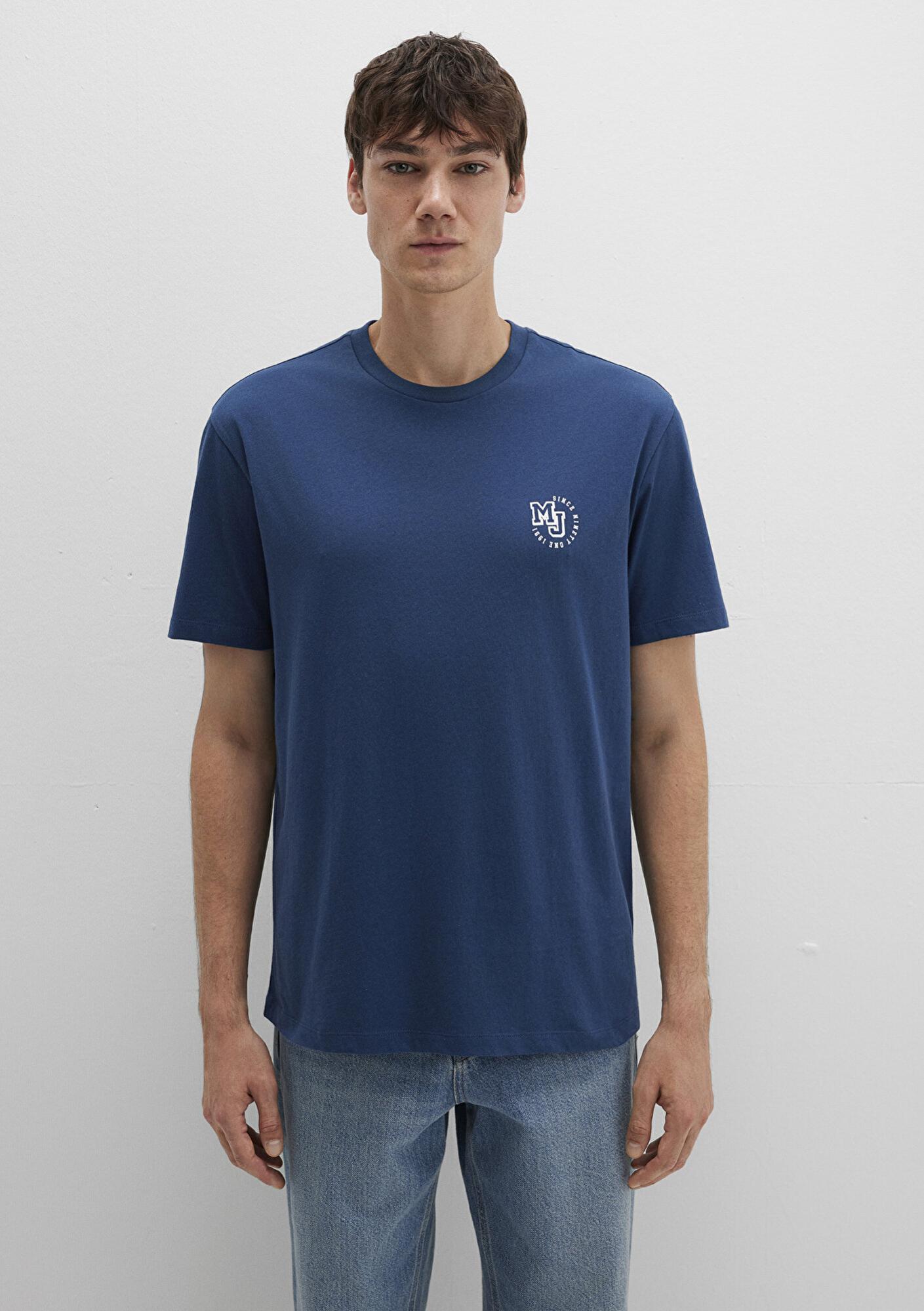 Mavi MJ Logo Baskılı Mavi Tişört Loose Fit / Bol Rahat Kesim 0612839-89287