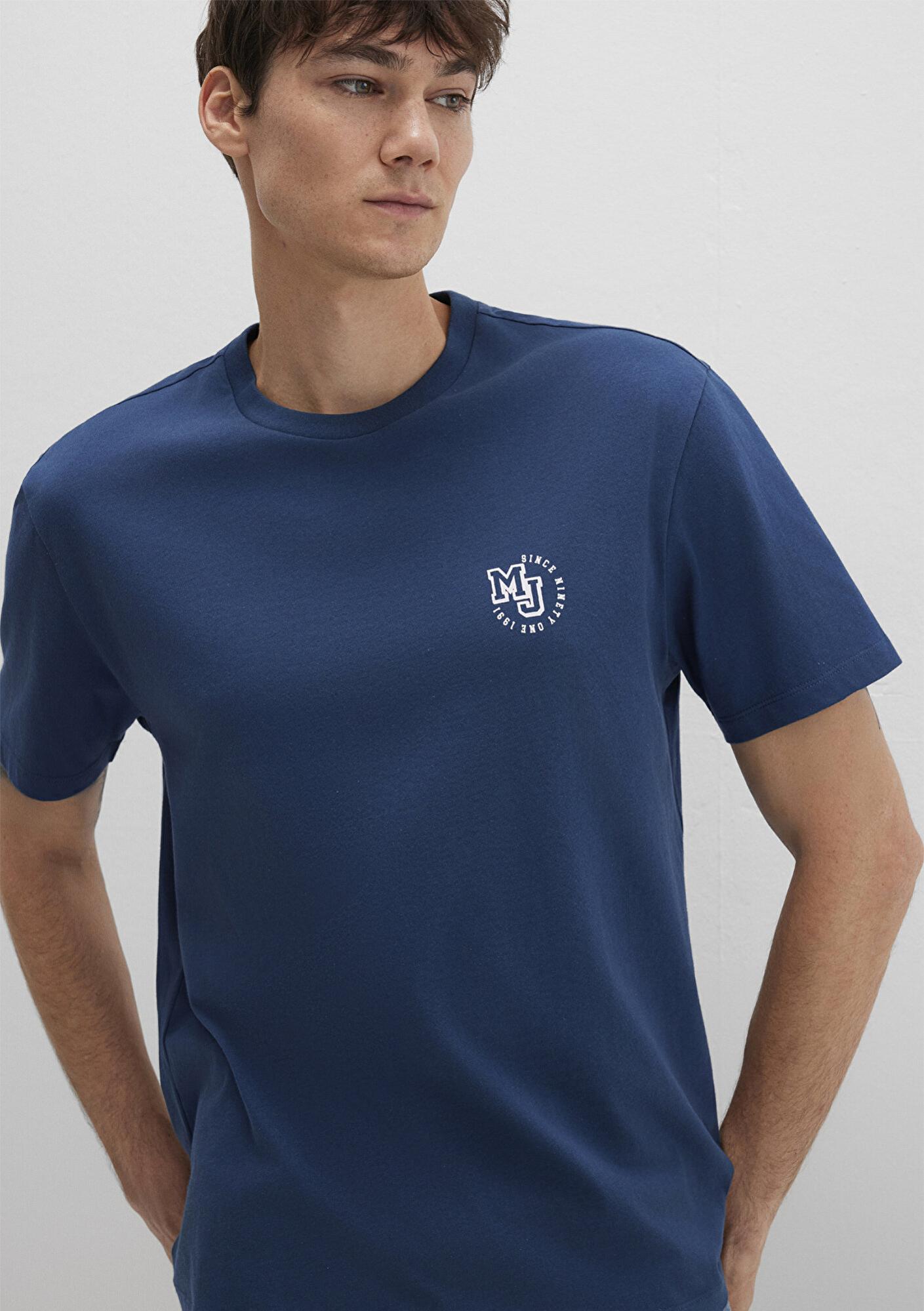 Mavi MJ Logo Baskılı Mavi Tişört Loose Fit / Bol Rahat Kesim 0612839-89287