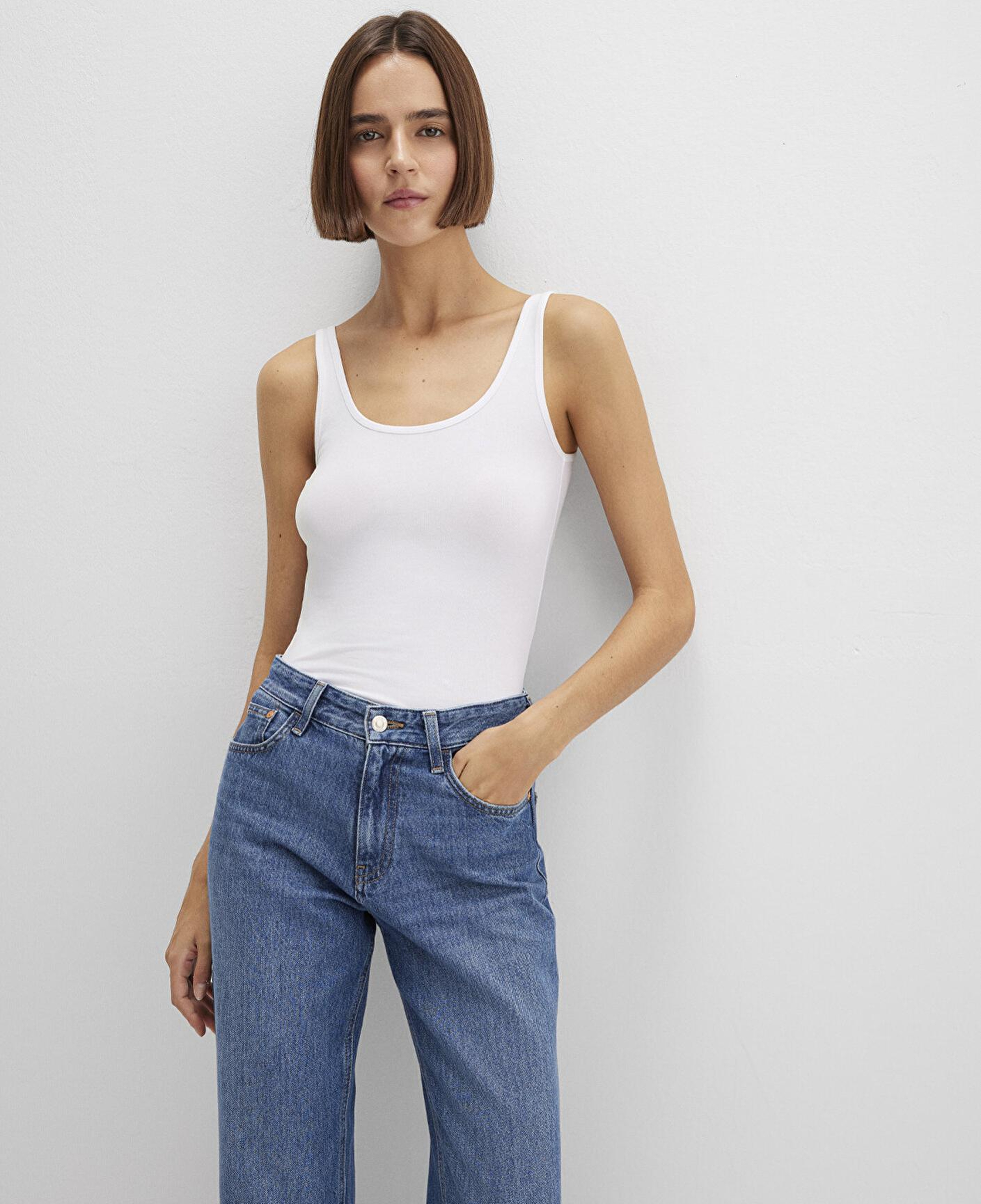 Mavi Beyaz Basic Stretch Atlet Fitted / Vücuda Oturan Kesim 164156-620