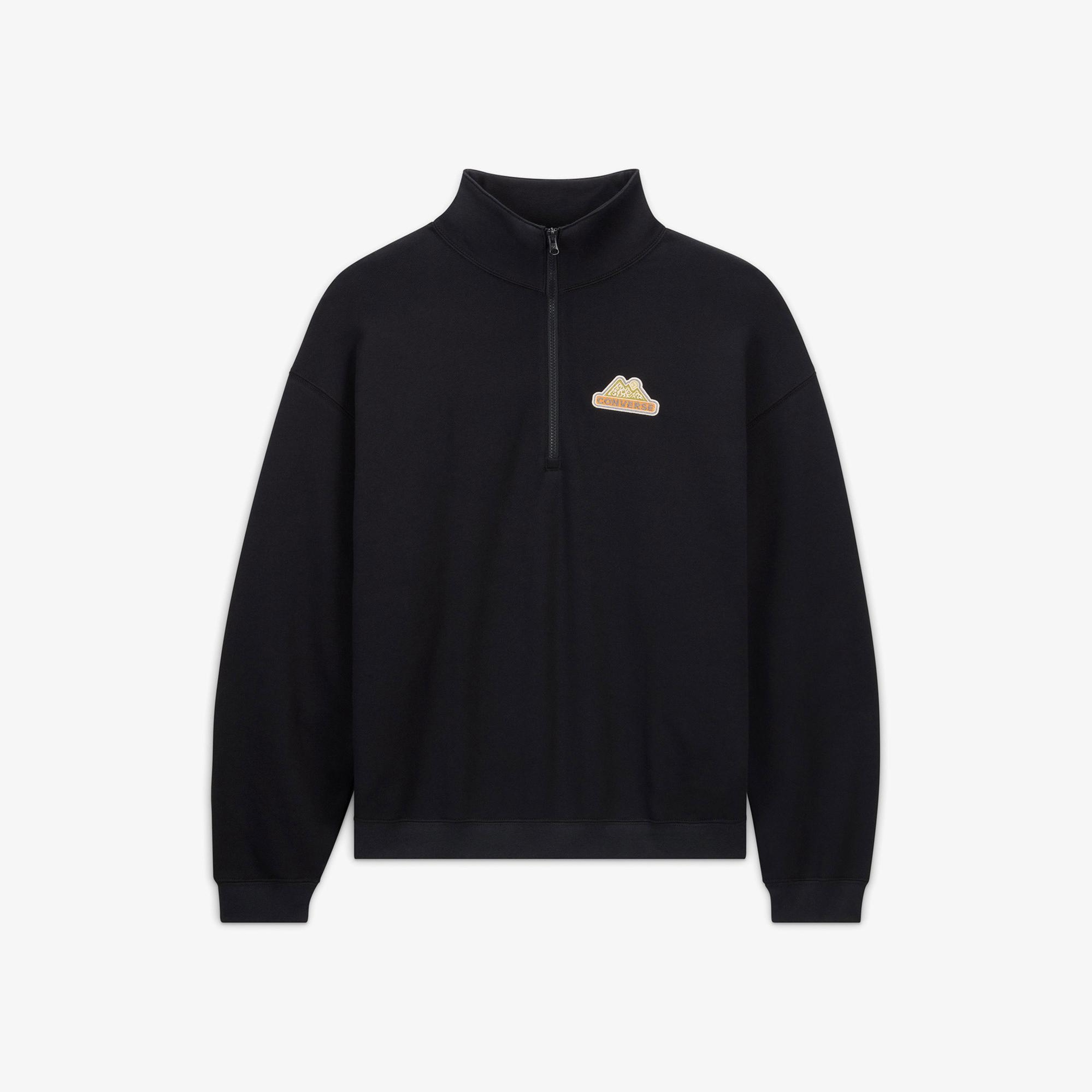 Converse Loose Fit Yarım Fermuarlı Erkek Siyah Sweatshirt