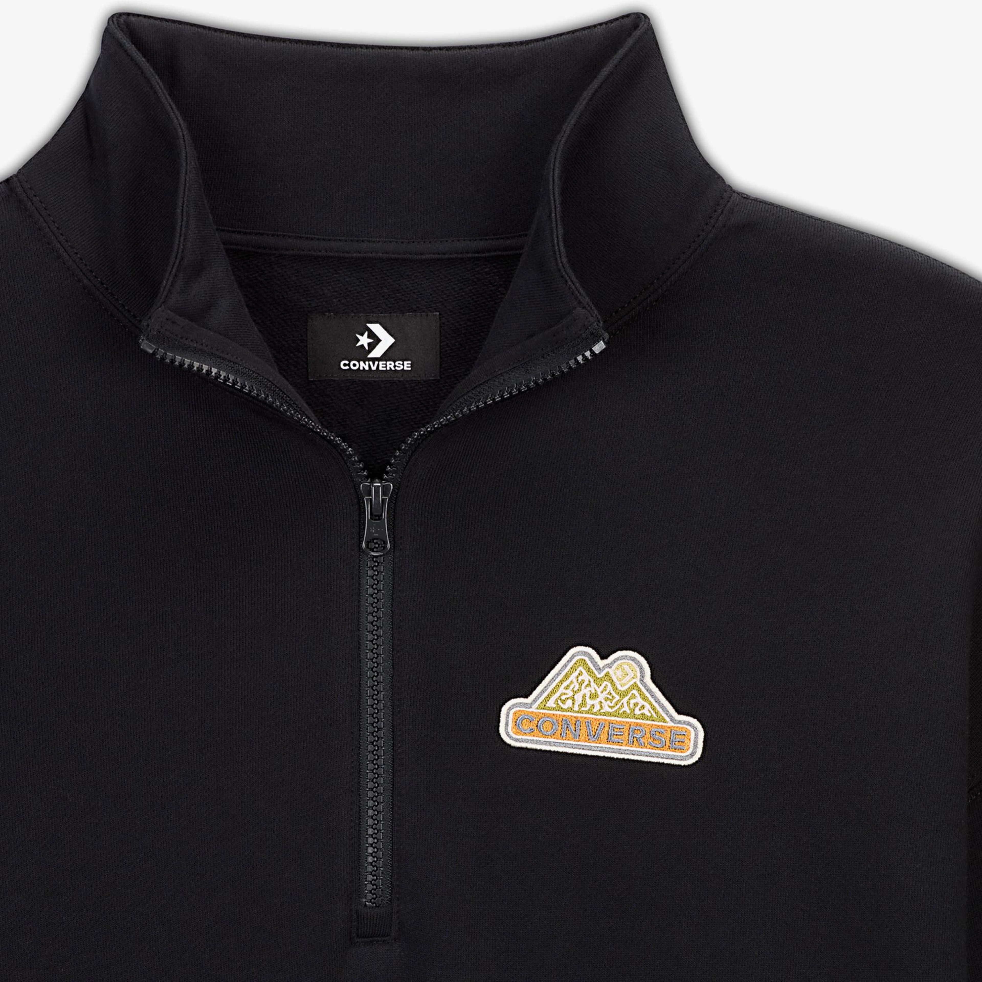 Converse Loose Fit Yarım Fermuarlı Erkek Siyah Sweatshirt
