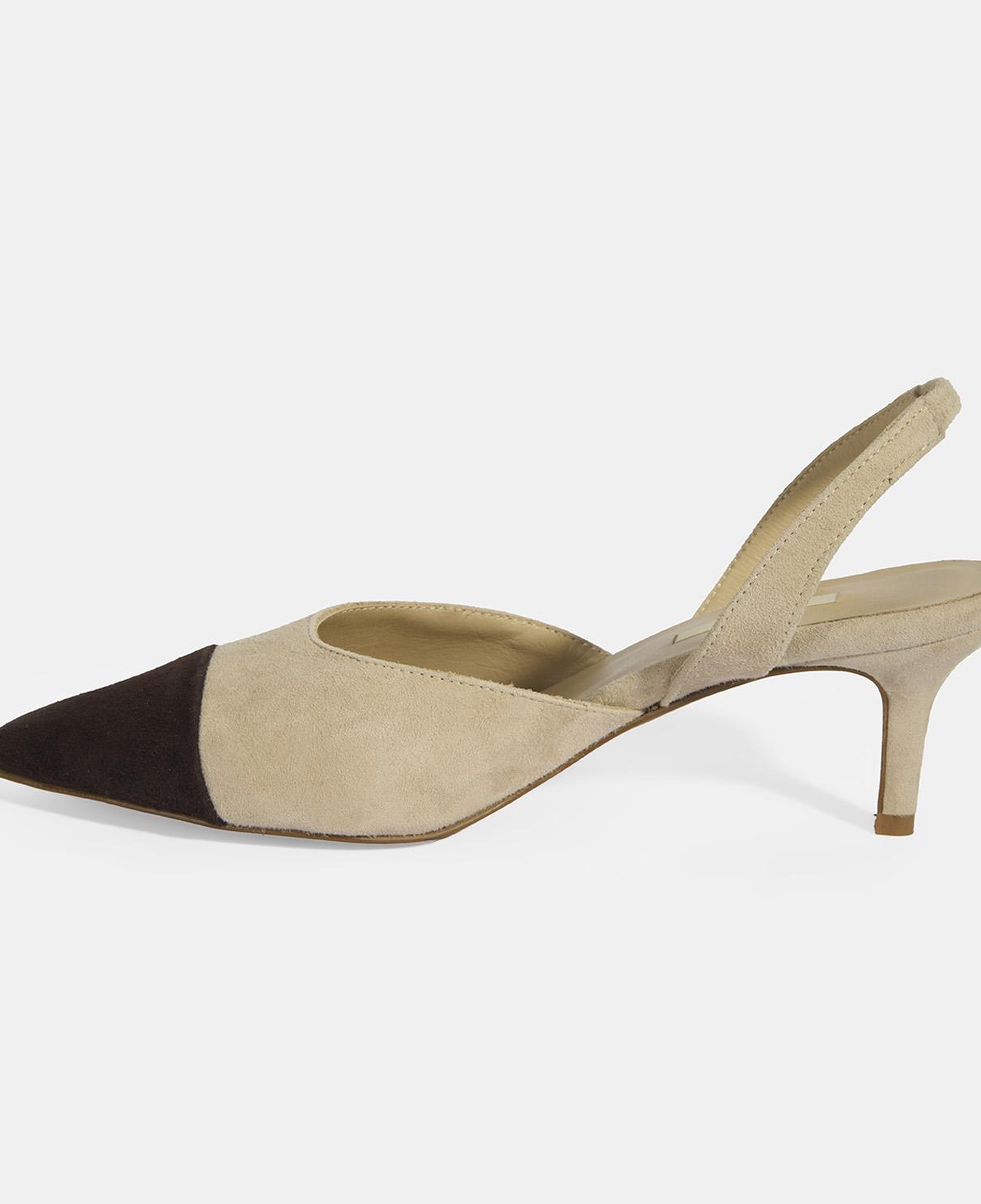 Kadın Bej Slingback Süet Topuklu Ayakkabı