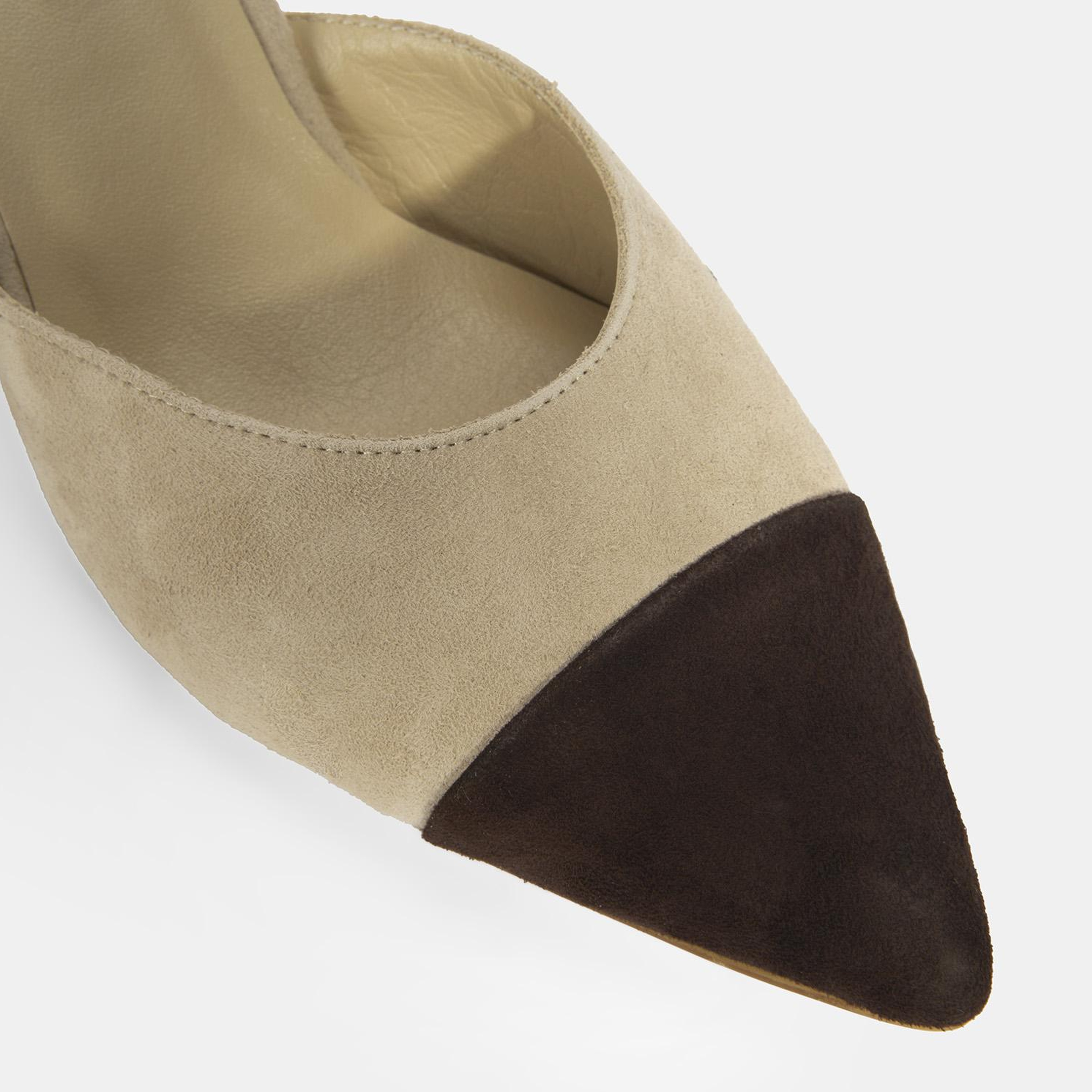 Kadın Bej Slingback Süet Topuklu Ayakkabı