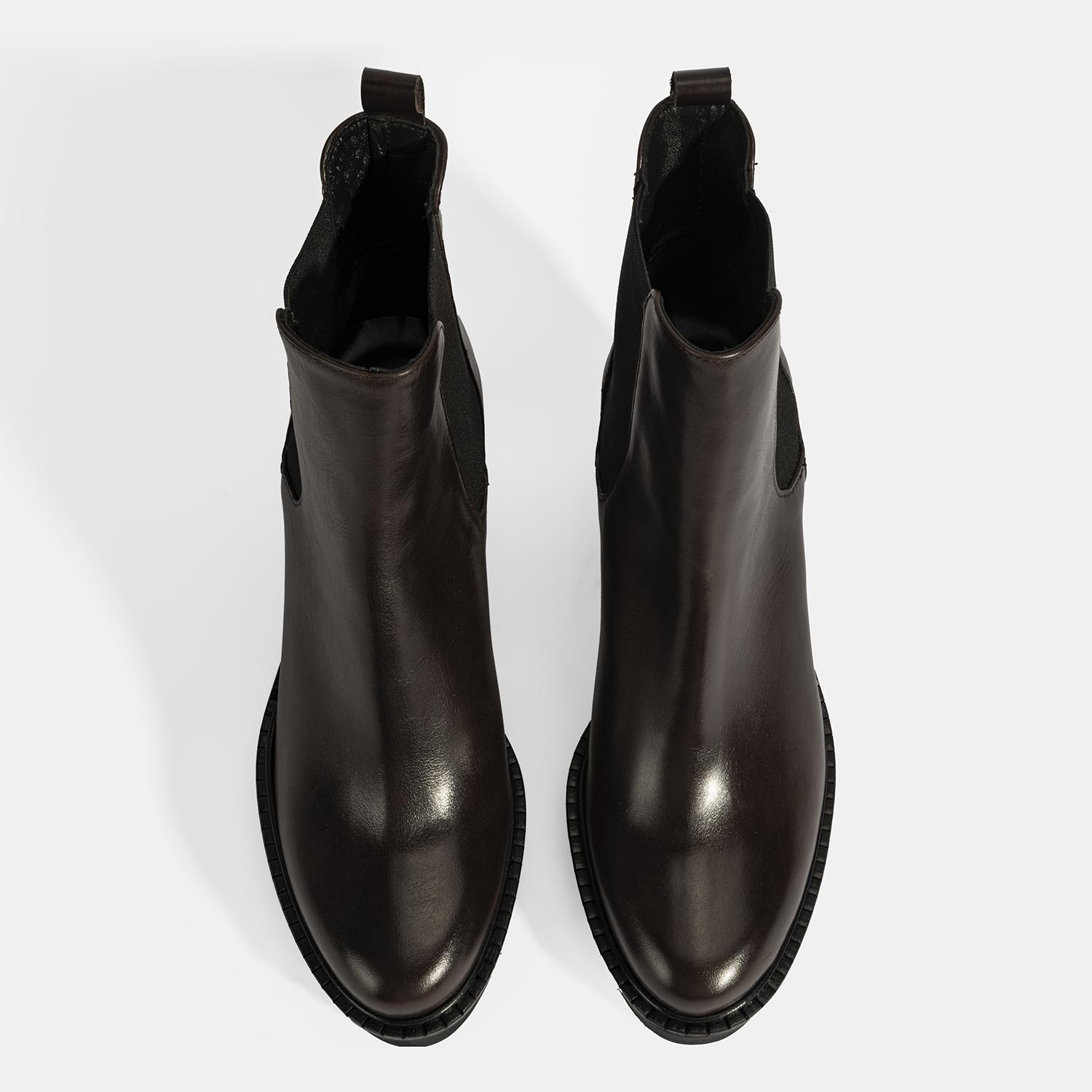 Luca Grossi Kadın Kahve Kalın Topuklu Deri Chelsea Bot