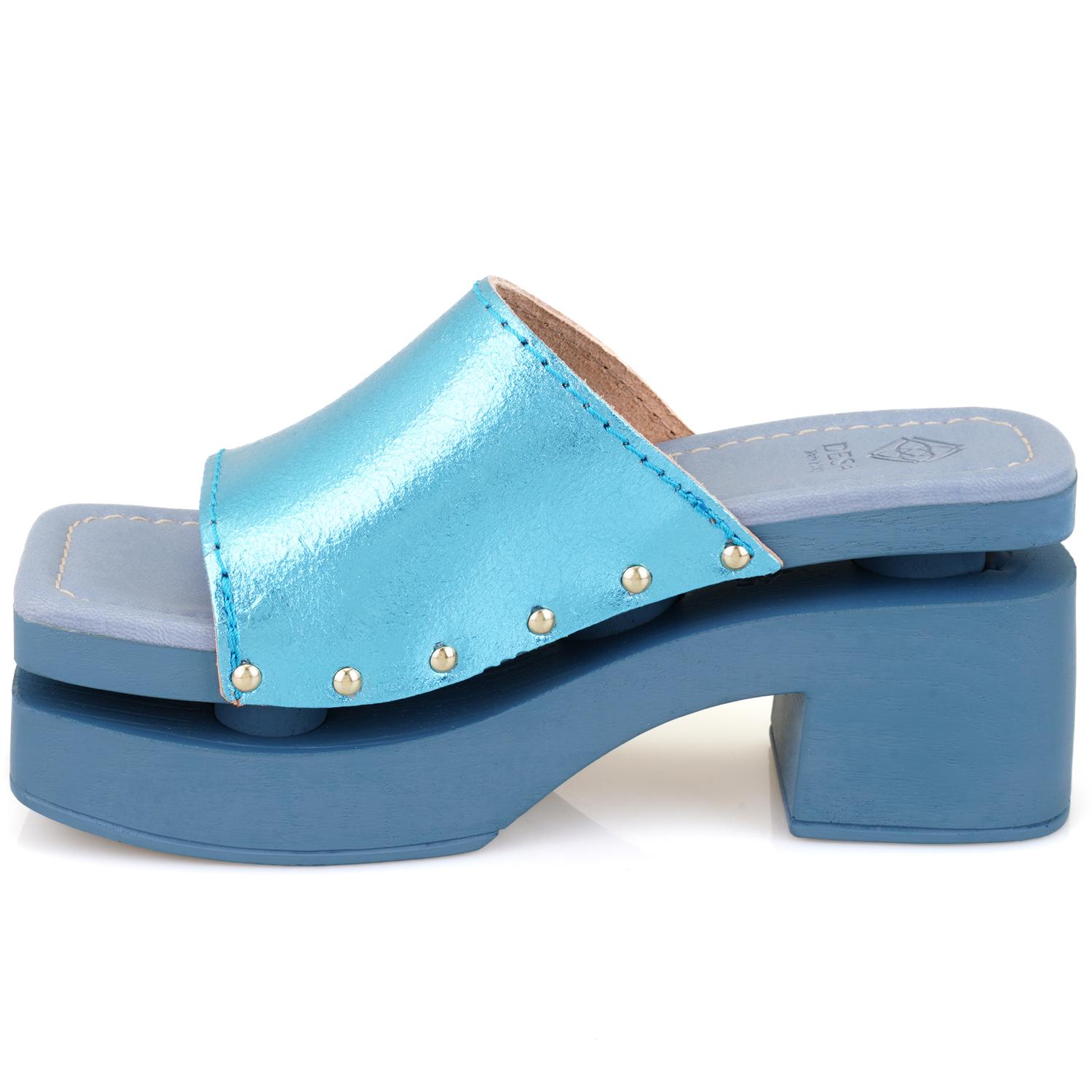 Desa Mavi Desa Deri Kadın Topuklu Terlik