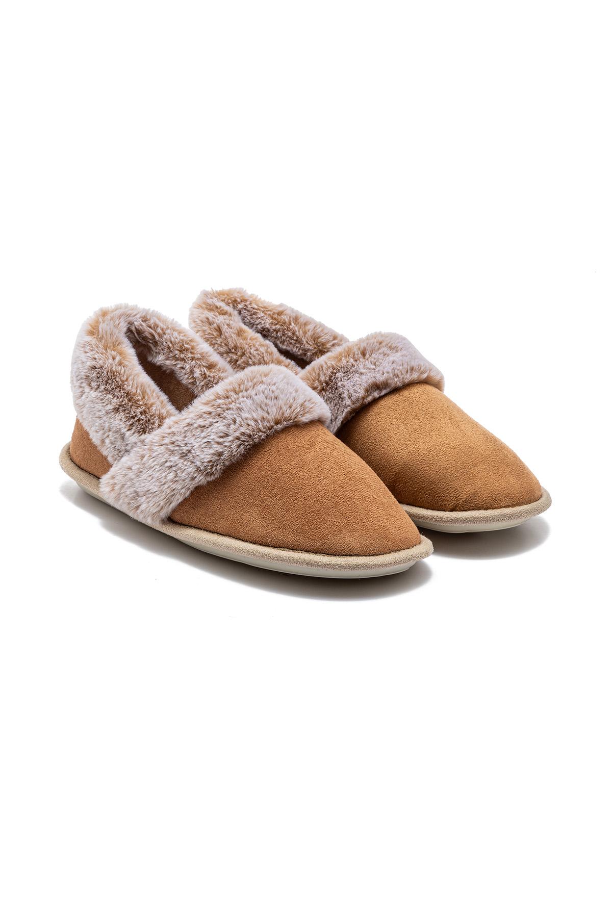 Niki Kadın Peluş Ev Ayakkabısı Koyu Bej 37/41