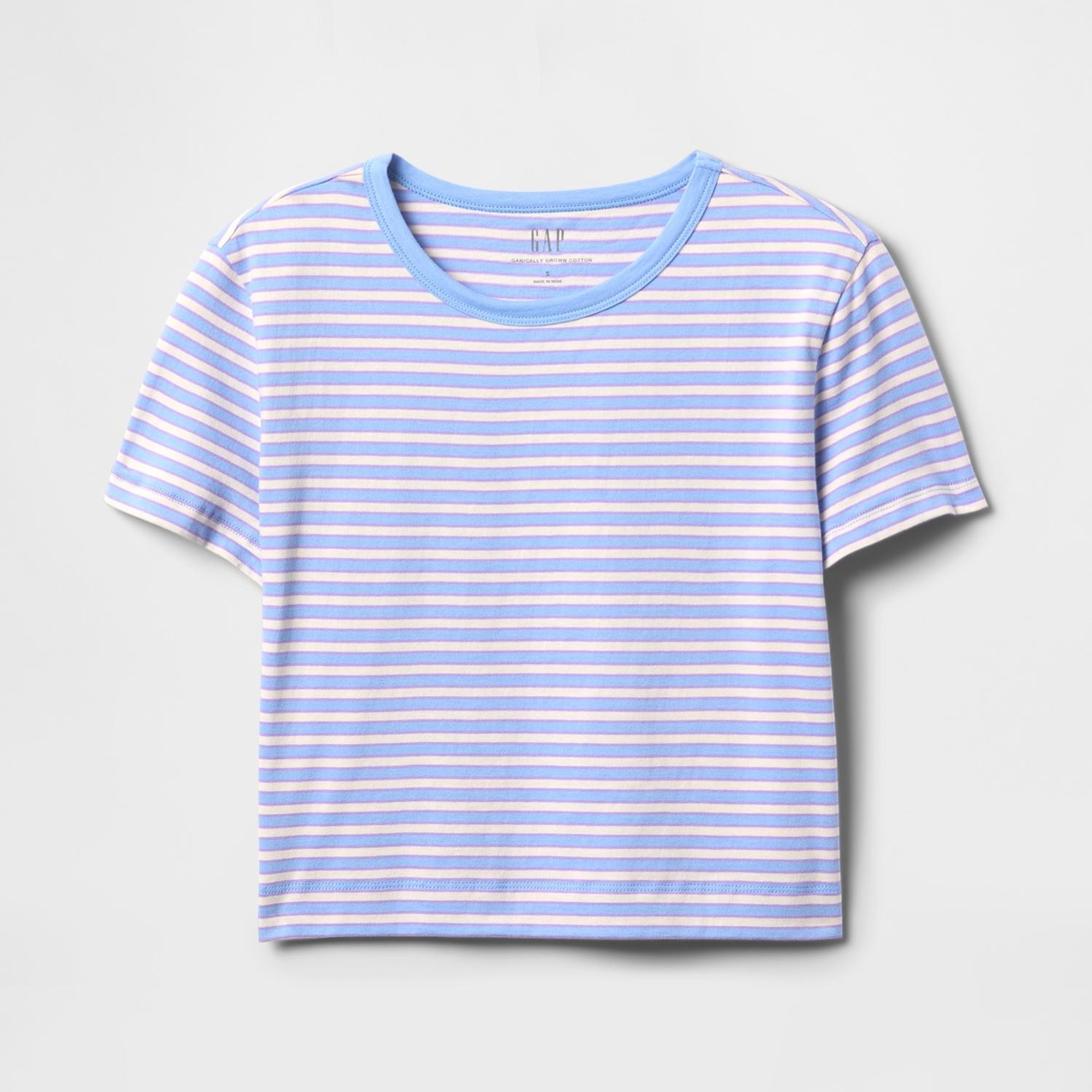 Kadın Mavi %100 Organik Pamuk VintageSoft Crop T-Shirt