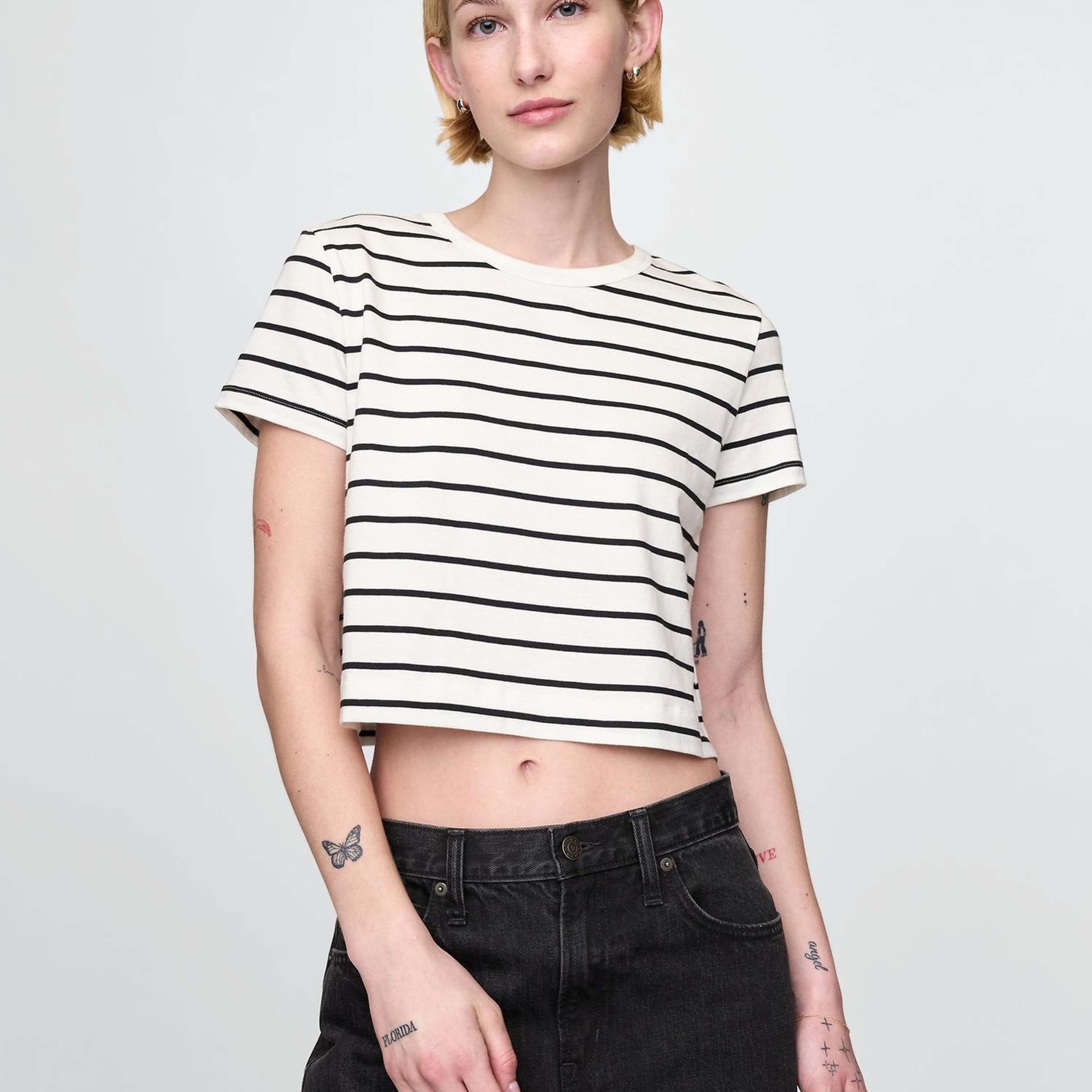 Kadın Beyaz %100 Organik Pamuk VintageSoft Crop T-Shirt