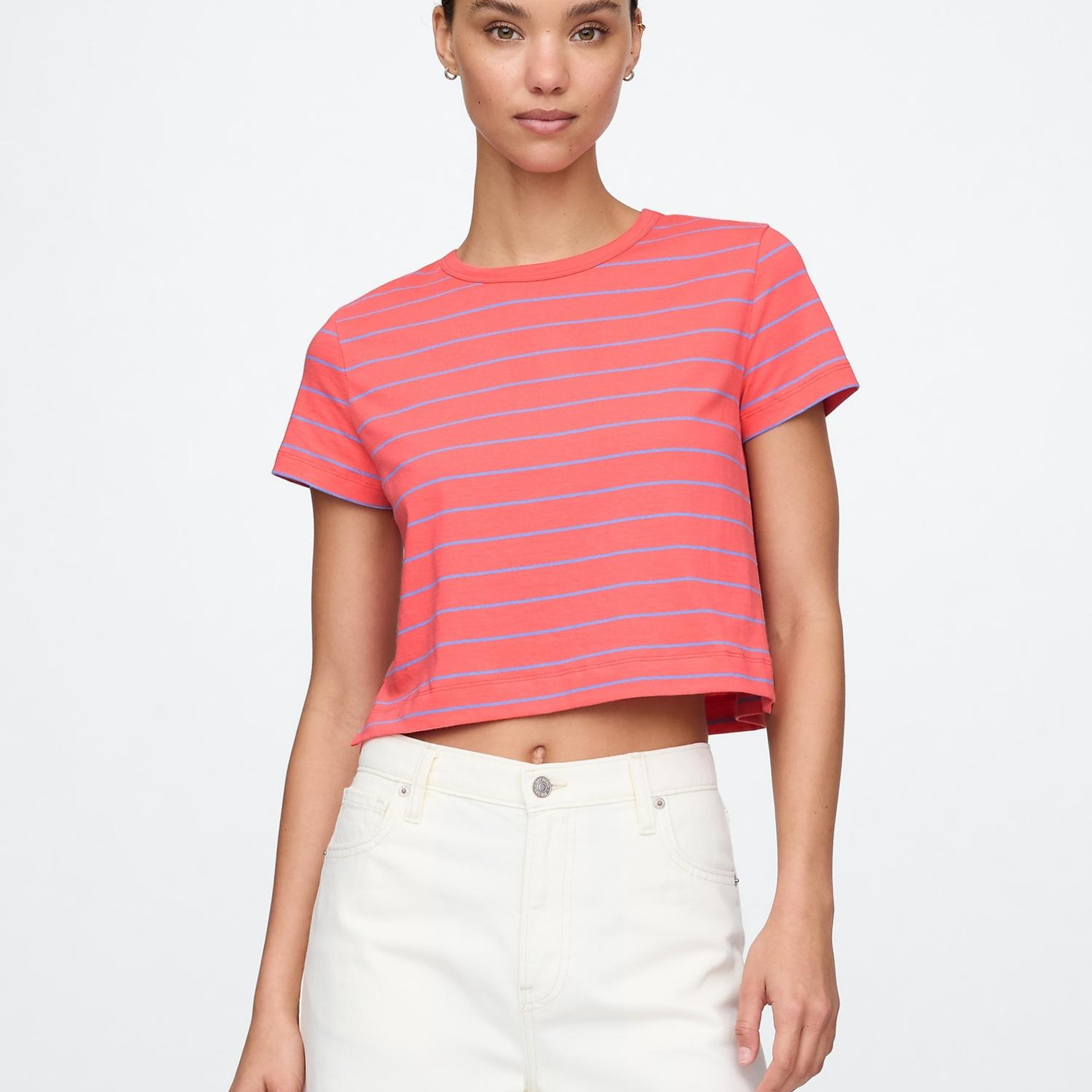 Kadın Turuncu %100 Organik Pamuk VintageSoft Crop T-Shirt