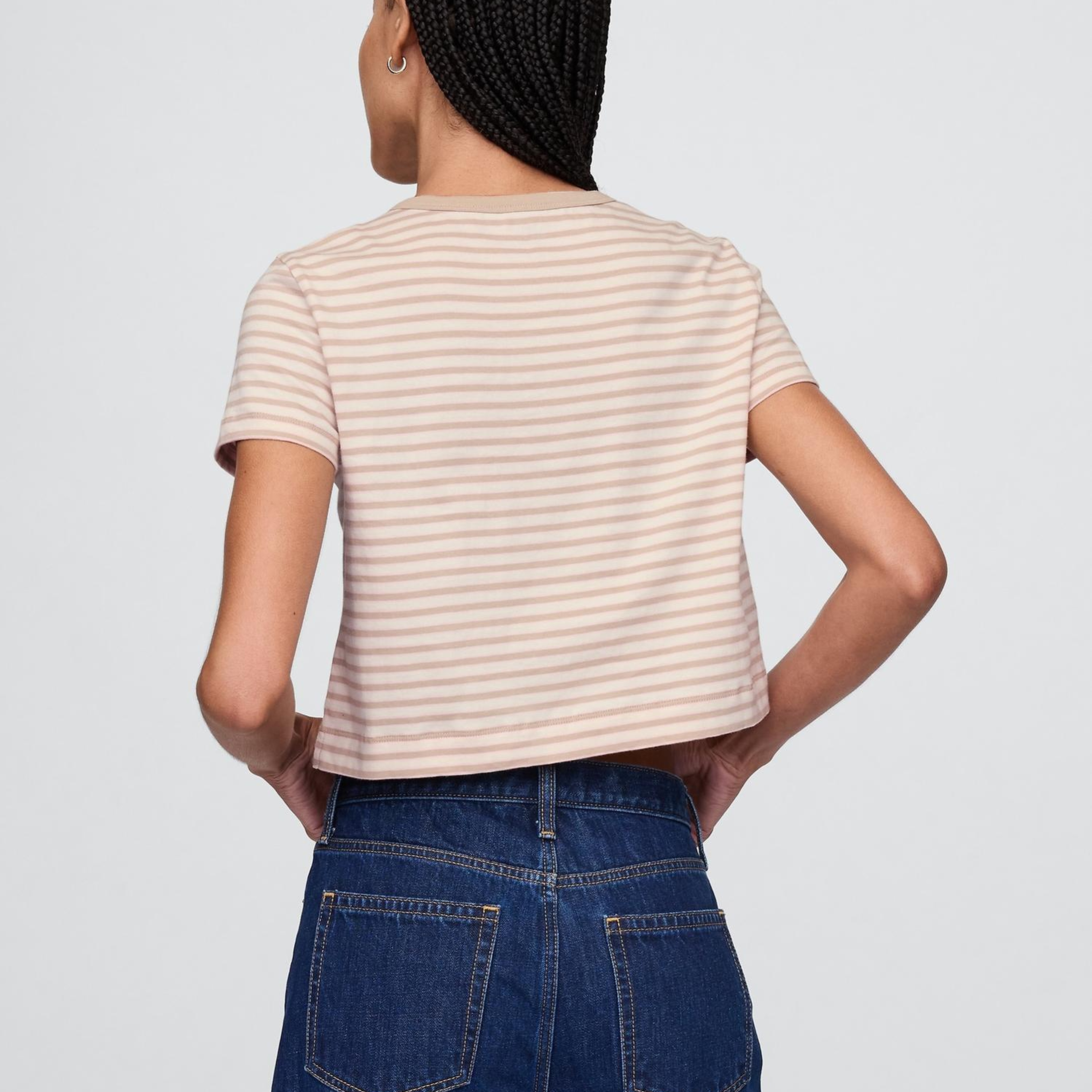 Kadın Bej %100 Organik Pamuk VintageSoft Crop T-Shirt
