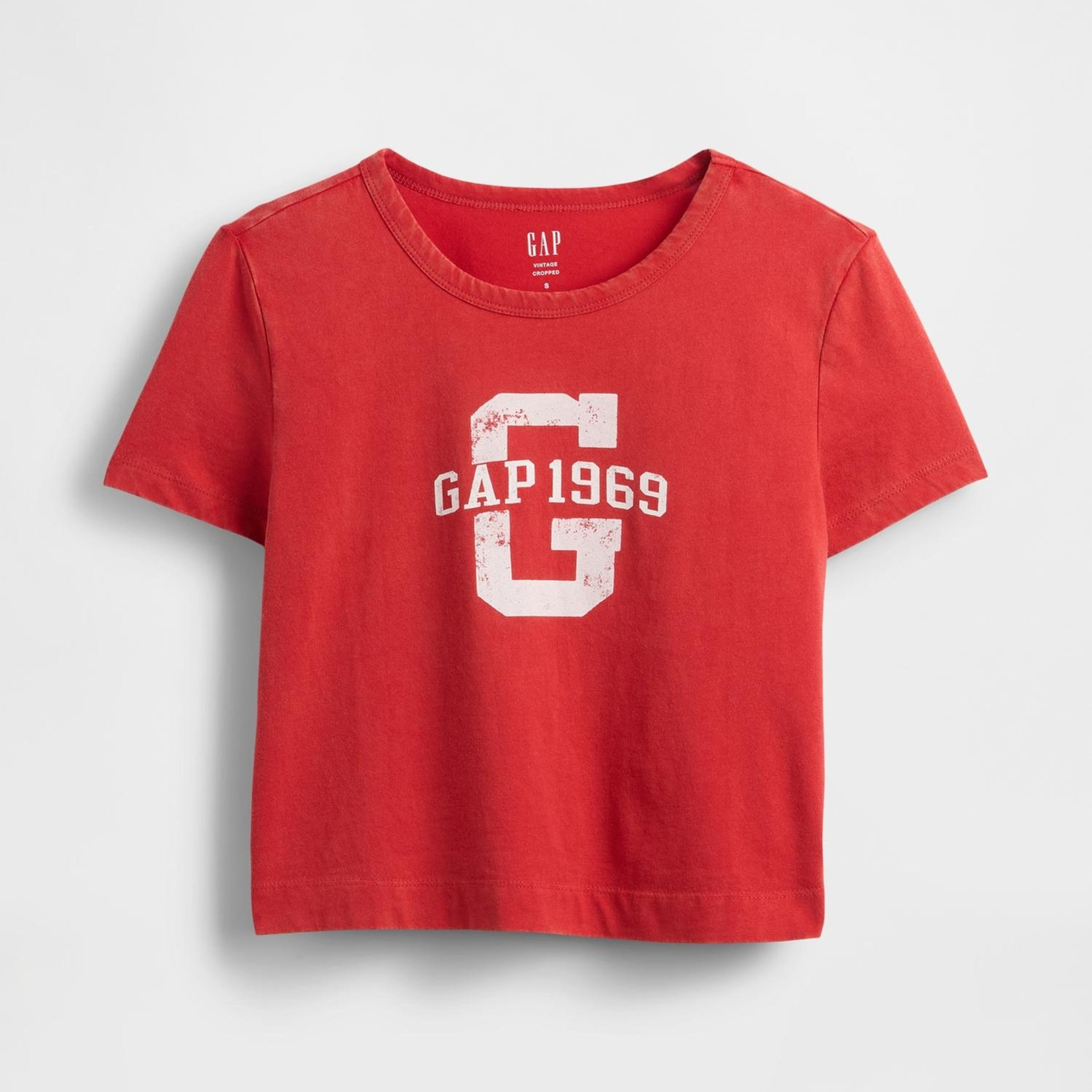 Kadın Kırmızı %100 Organik Pamuk VintageSoft Crop T-Shirt