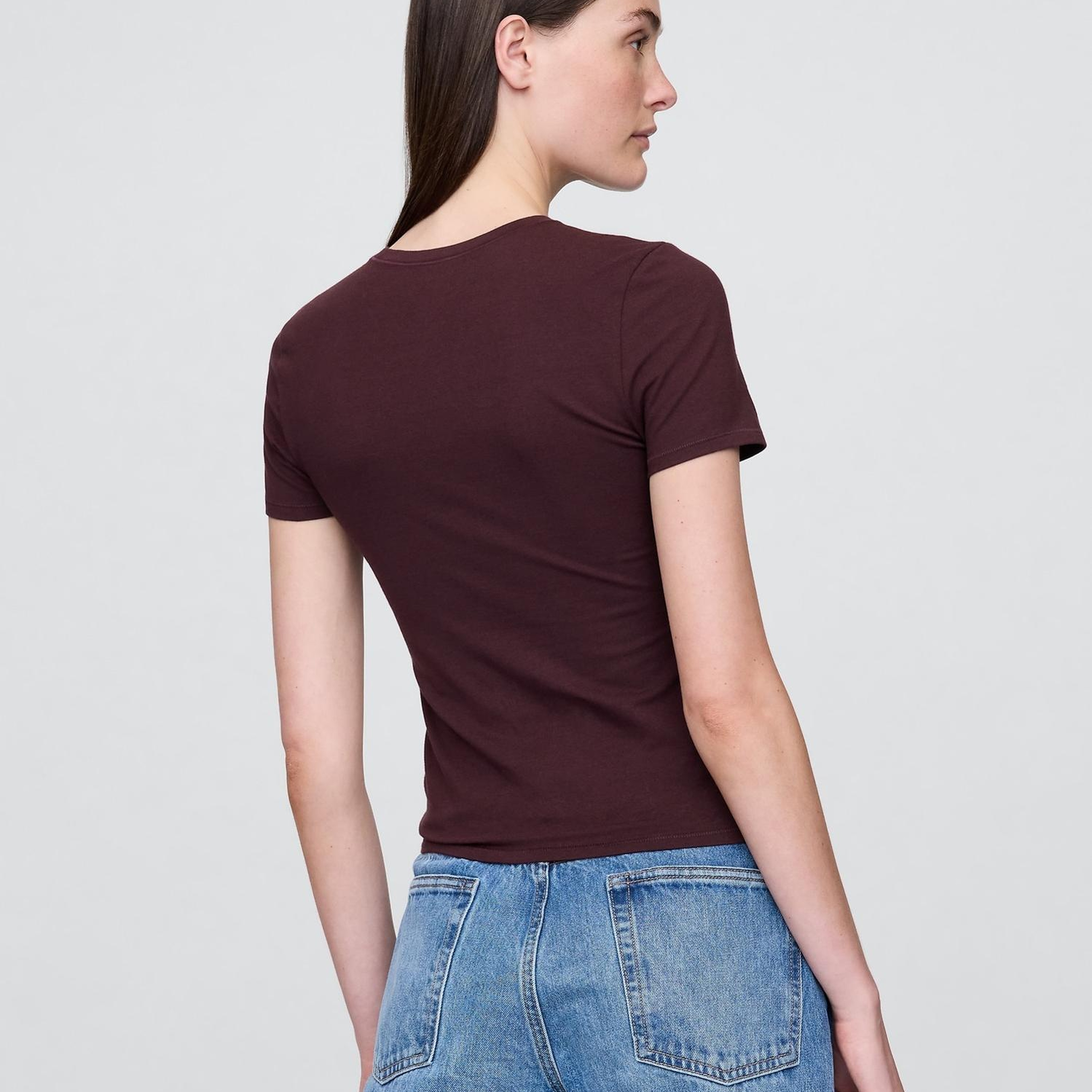 Kadın Bordo CloseKnit Jersey T-Shirt
