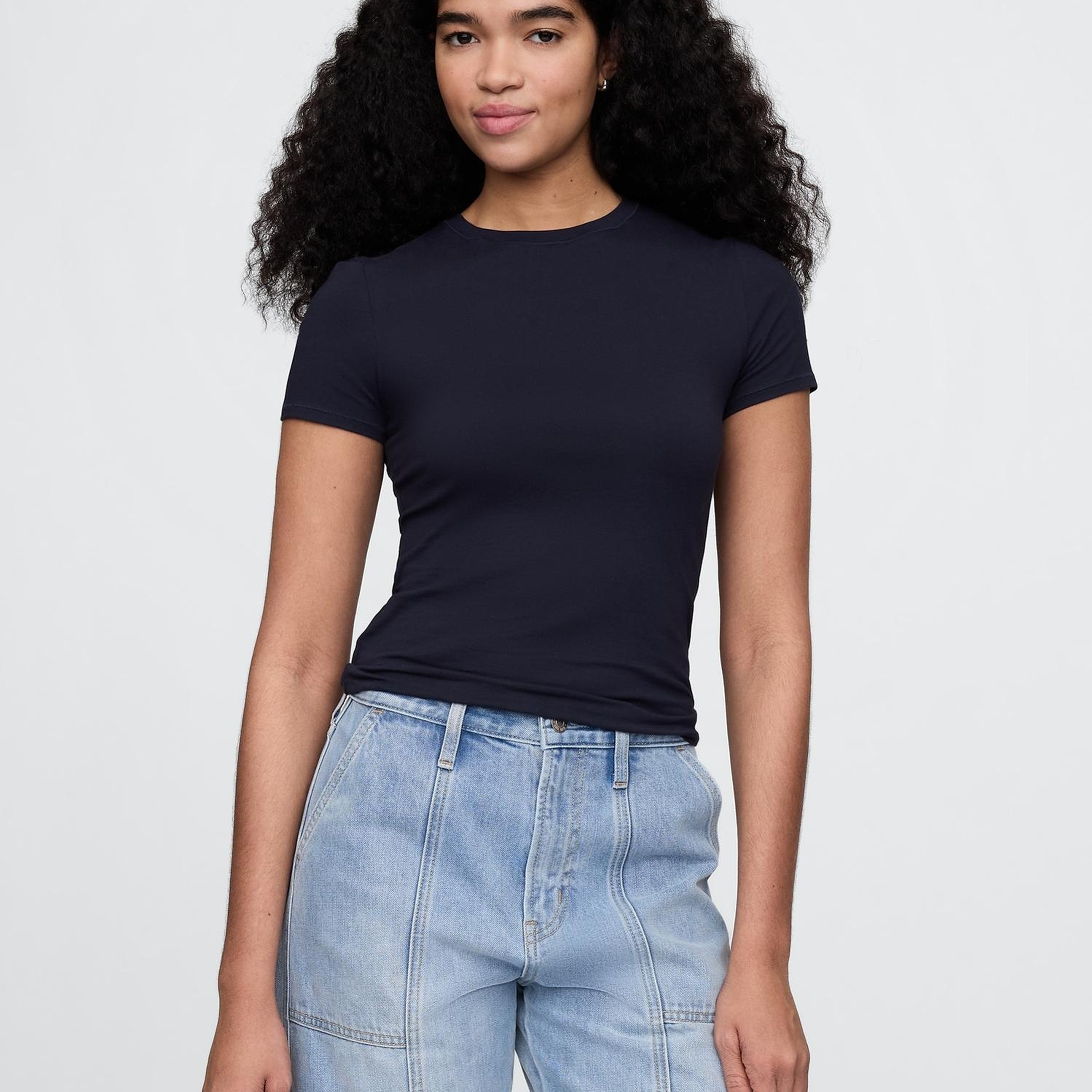 Kadın Lacivert CloseKnit Jersey T-Shirt