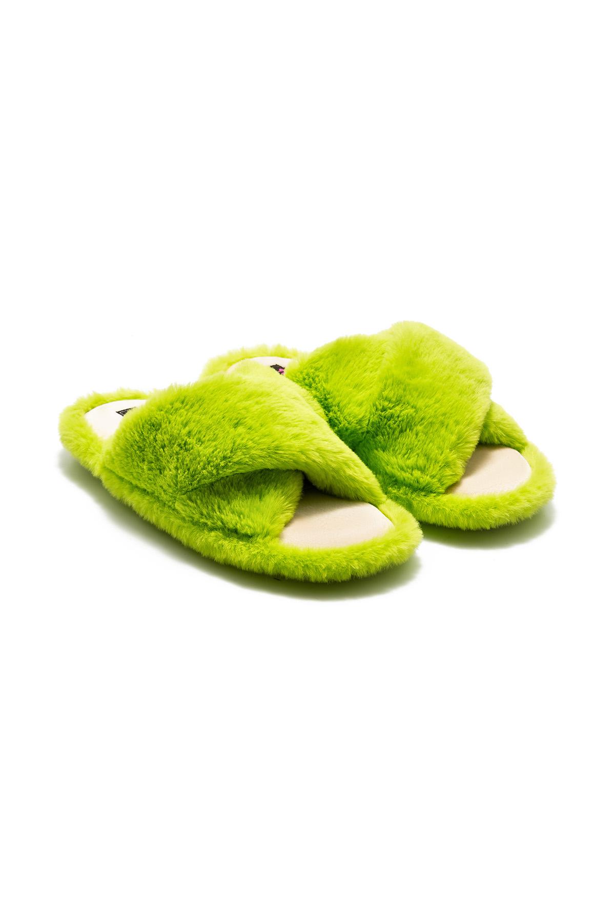 Çapraz Peluş Kadın Ev Terliği Yeşil 36/41