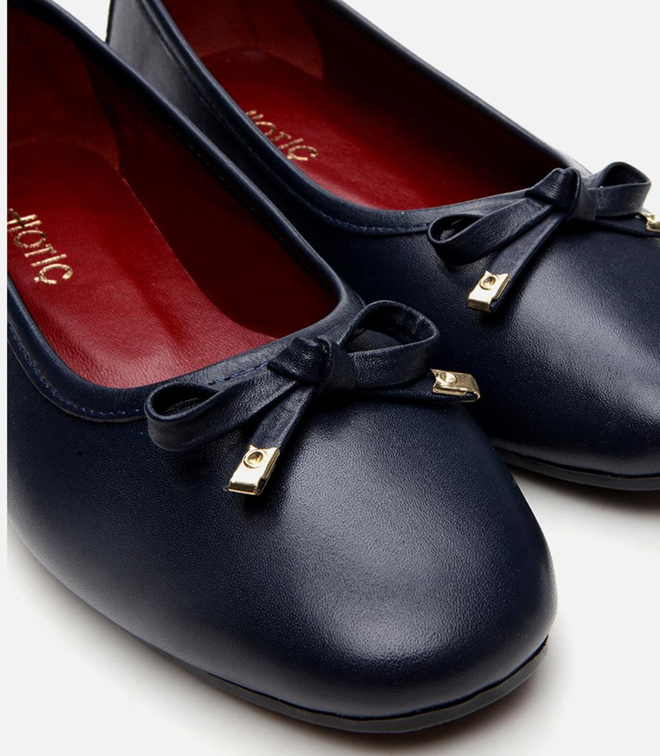 Kadın Deri Lacivert Babet