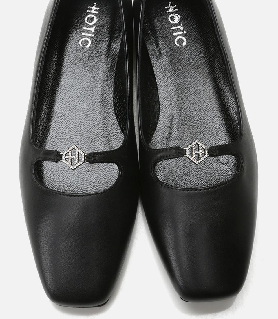 Kadın Deri Mary Jane Siyah Babet