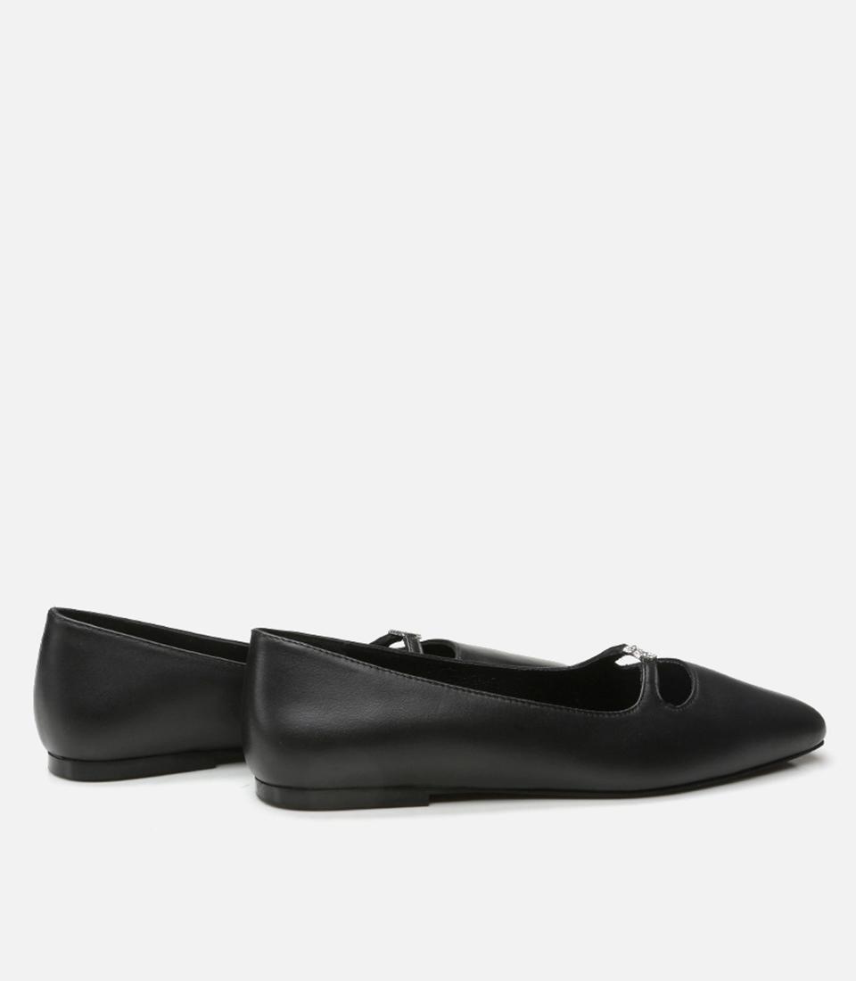 Kadın Deri Mary Jane Siyah Babet