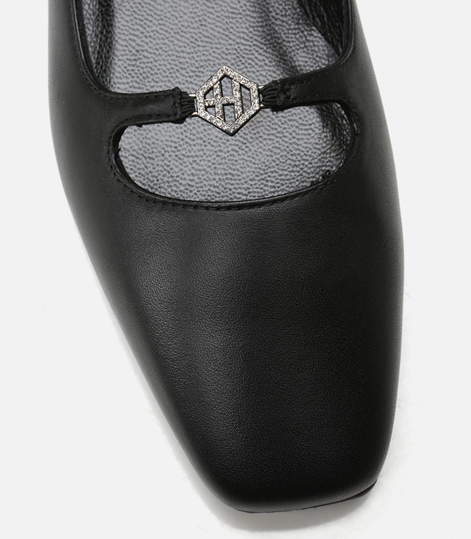 Kadın Deri Mary Jane Siyah Babet