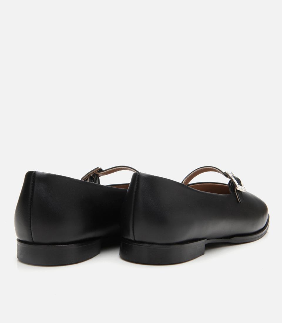 Kadın Deri Siyah Tokalı Babet