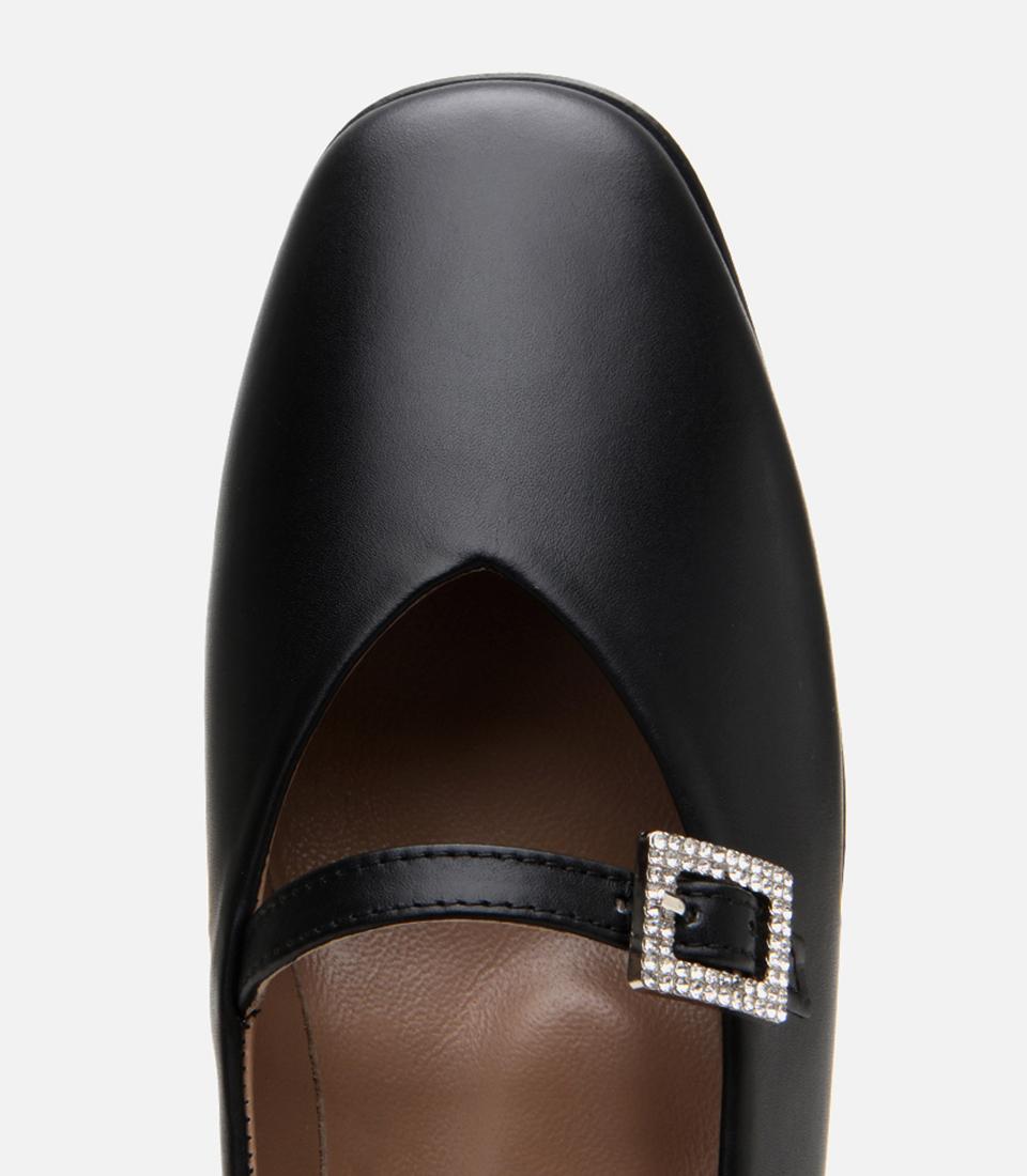 Kadın Deri Siyah Tokalı Babet